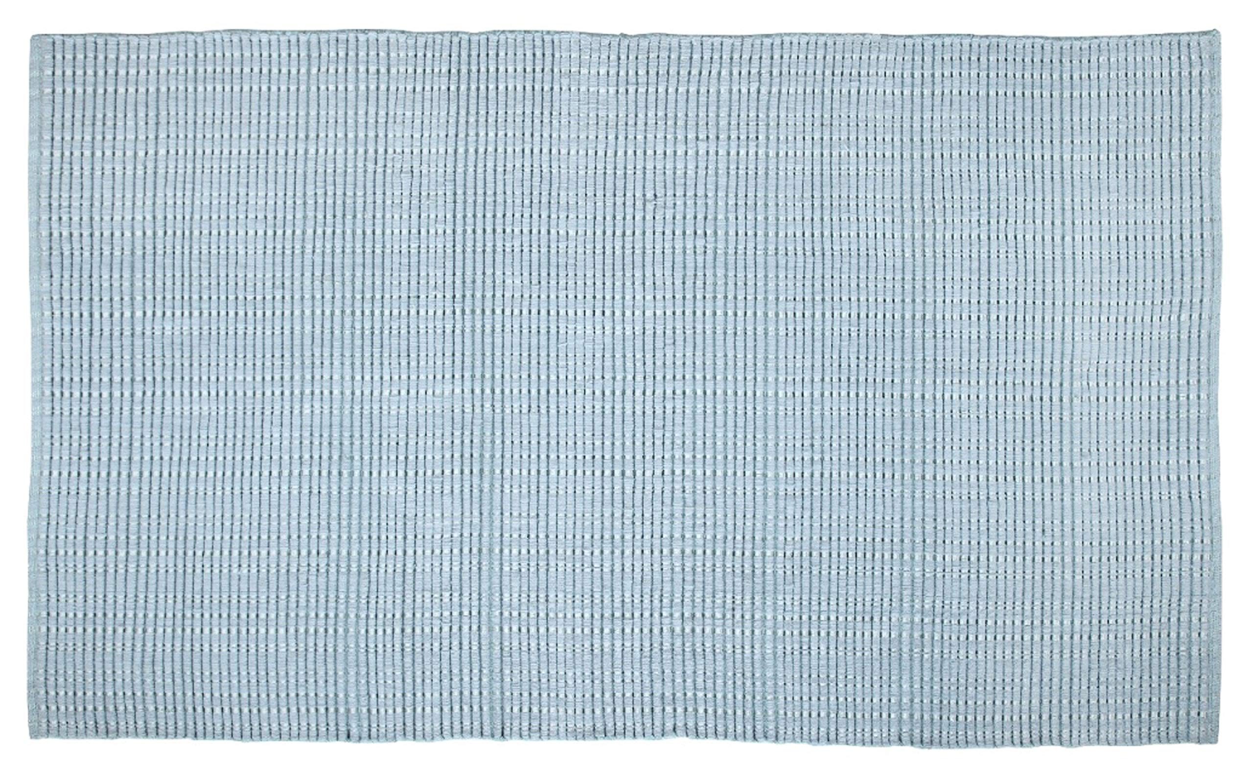 Premium Woolen Silk Ribbed Living Room Rug - Machine Washable, Non-Slip 5' x 8' Aqua Area Carpet for Home Decor | Soft Foldable Indoor Floor Mat for Living Room, Bedroom & Kitchen Runner | Easy to Clean & Durable for High-Traffic Areas