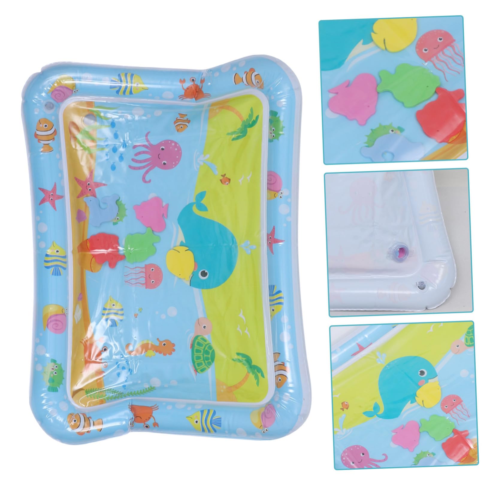 CIMAXIC 2 Pack Baby Tummy Time Water Play Mat - Blue Ocean Themed Sensory Activity Mat for Infants & Toddlers | Safe BPA-Free Plastic for Crawling, Learning & Developmental Play