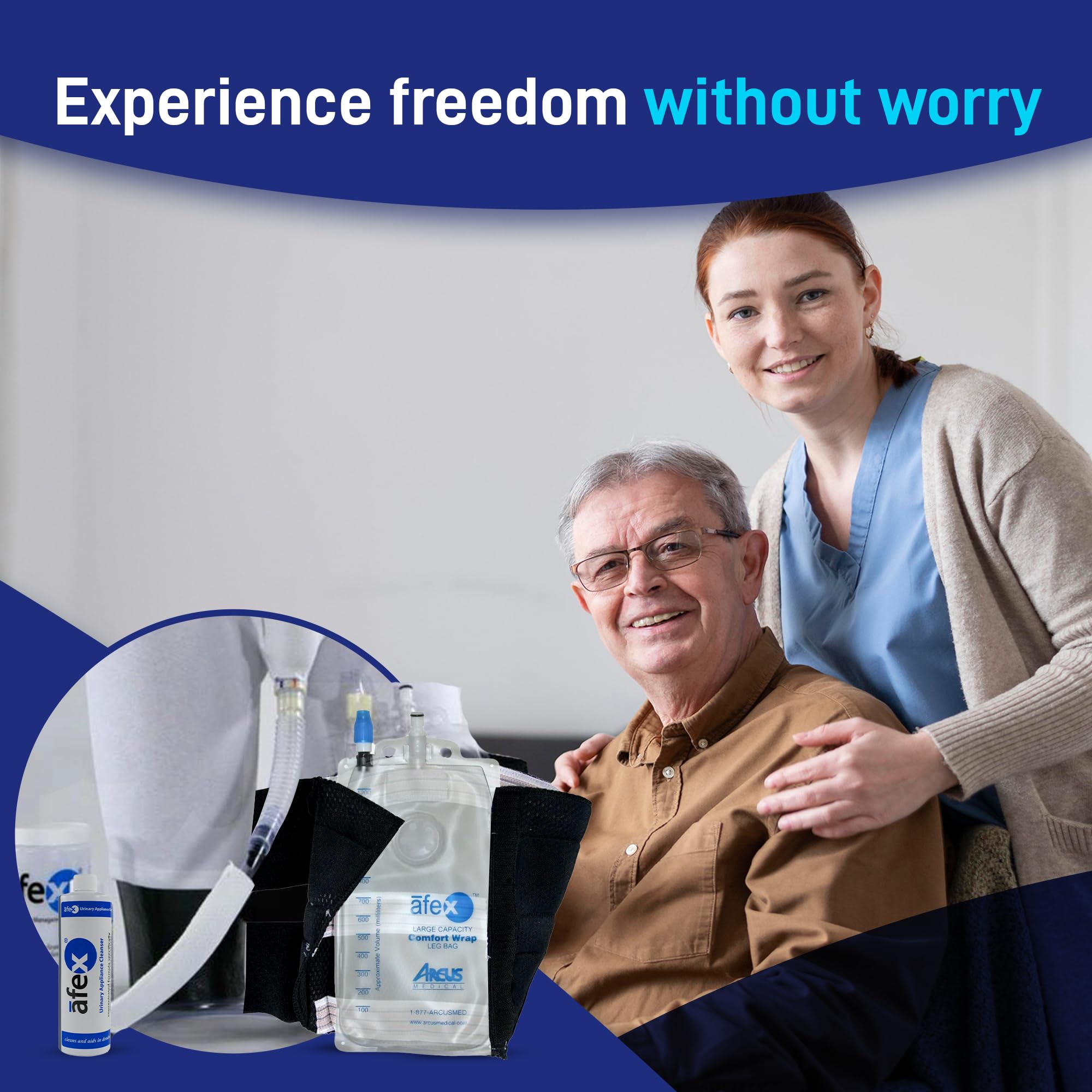Afex Mobility Incontinence Management Kit with Black Leg Bag Holder - Large Waist Urinary Leakage Protection for Men | Wheelchair Users & Active Lifestyle | Comfortable & Discreet Solution for Daily Use