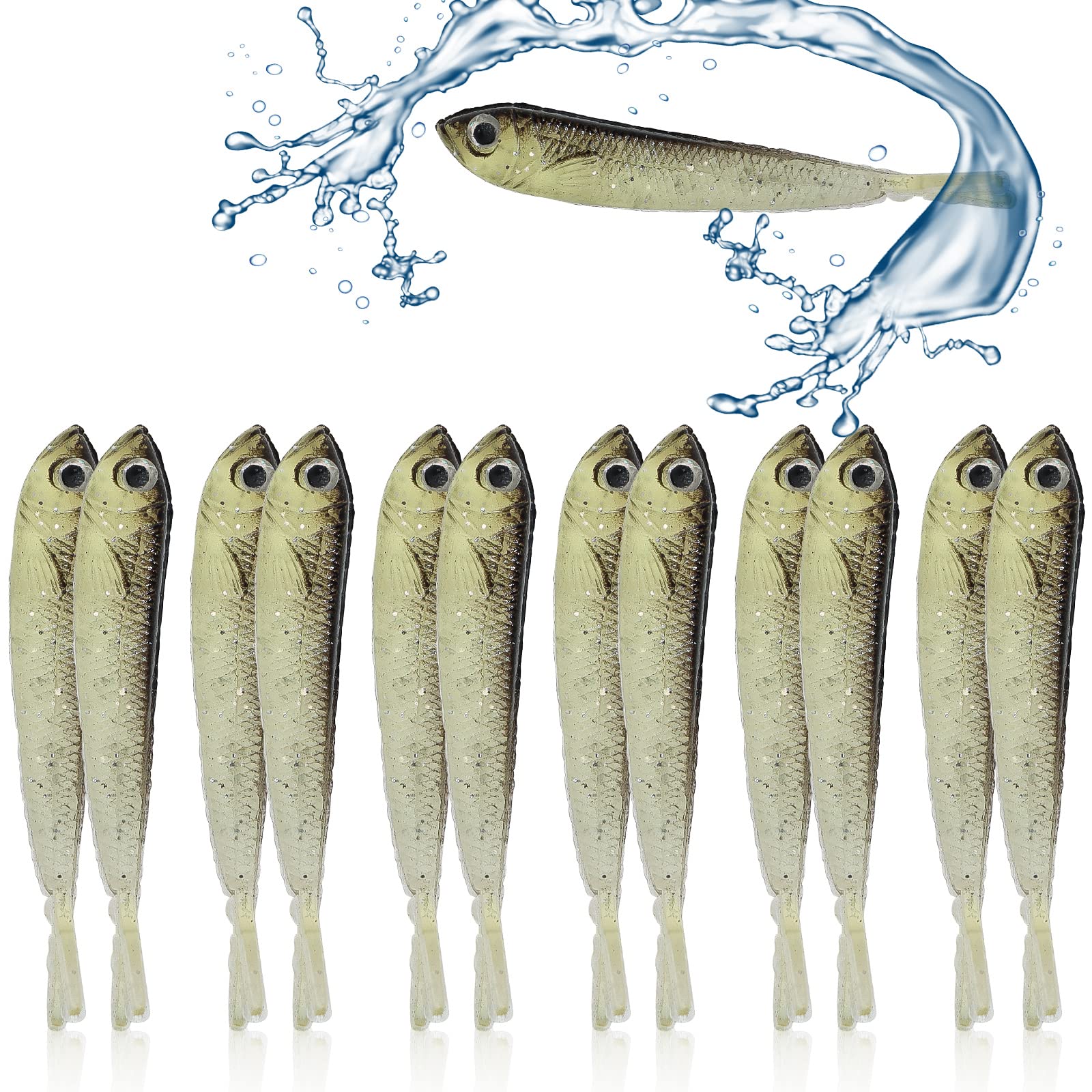 Soft Bionic Fishing Lures - 10PCS Slow Sinking Swimbaits for Bass, Trout, Walleye & Pike | Saltwater & Freshwater Bait | Perfect for Kayak Fishing, Ice Fishing & Shore Casting