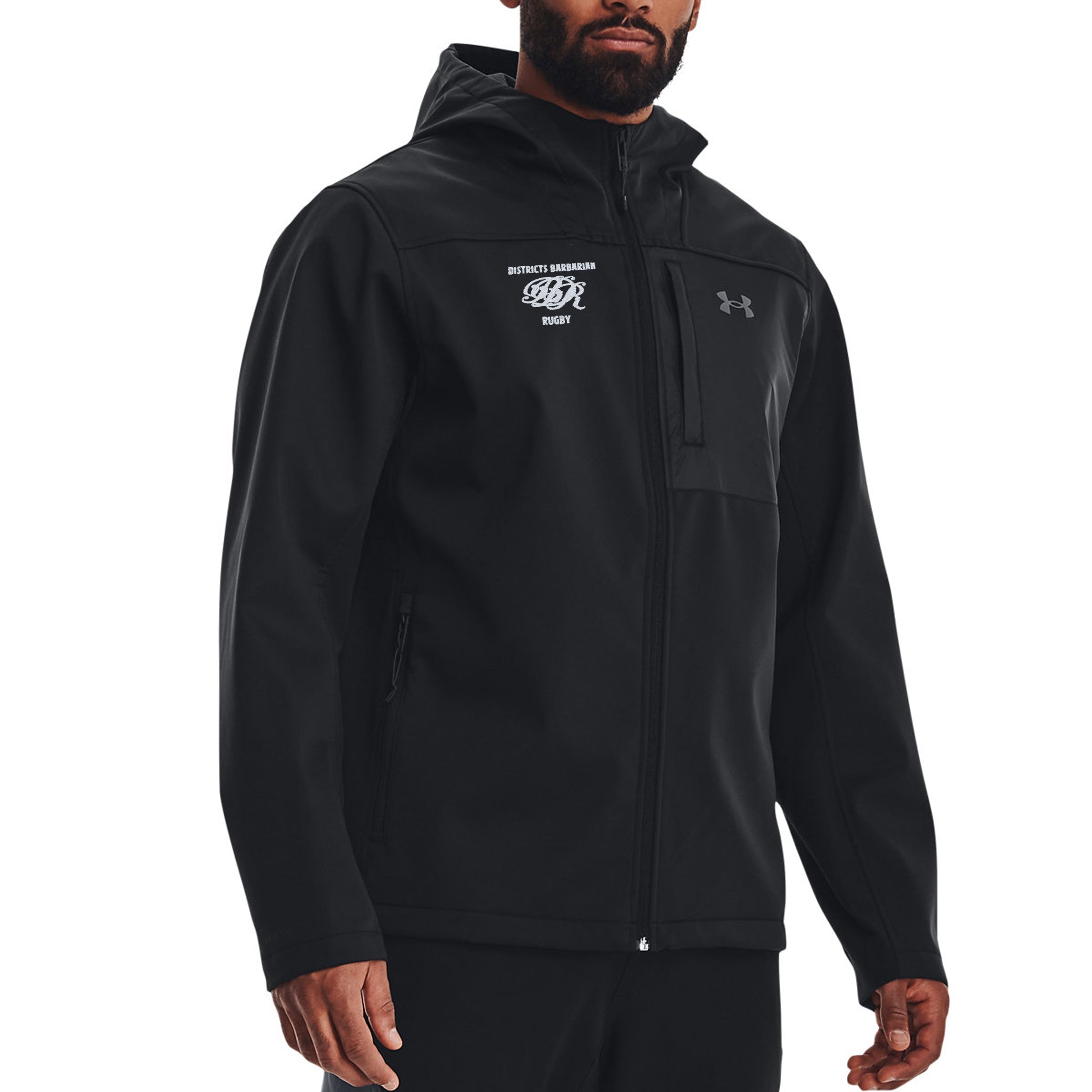 Districts Barbarian RFC Coldgear Infrared Hooded Jacket for Men - Winter Running, Hiking & Outdoor Sports - Windproof & Thermal Insulated Coat