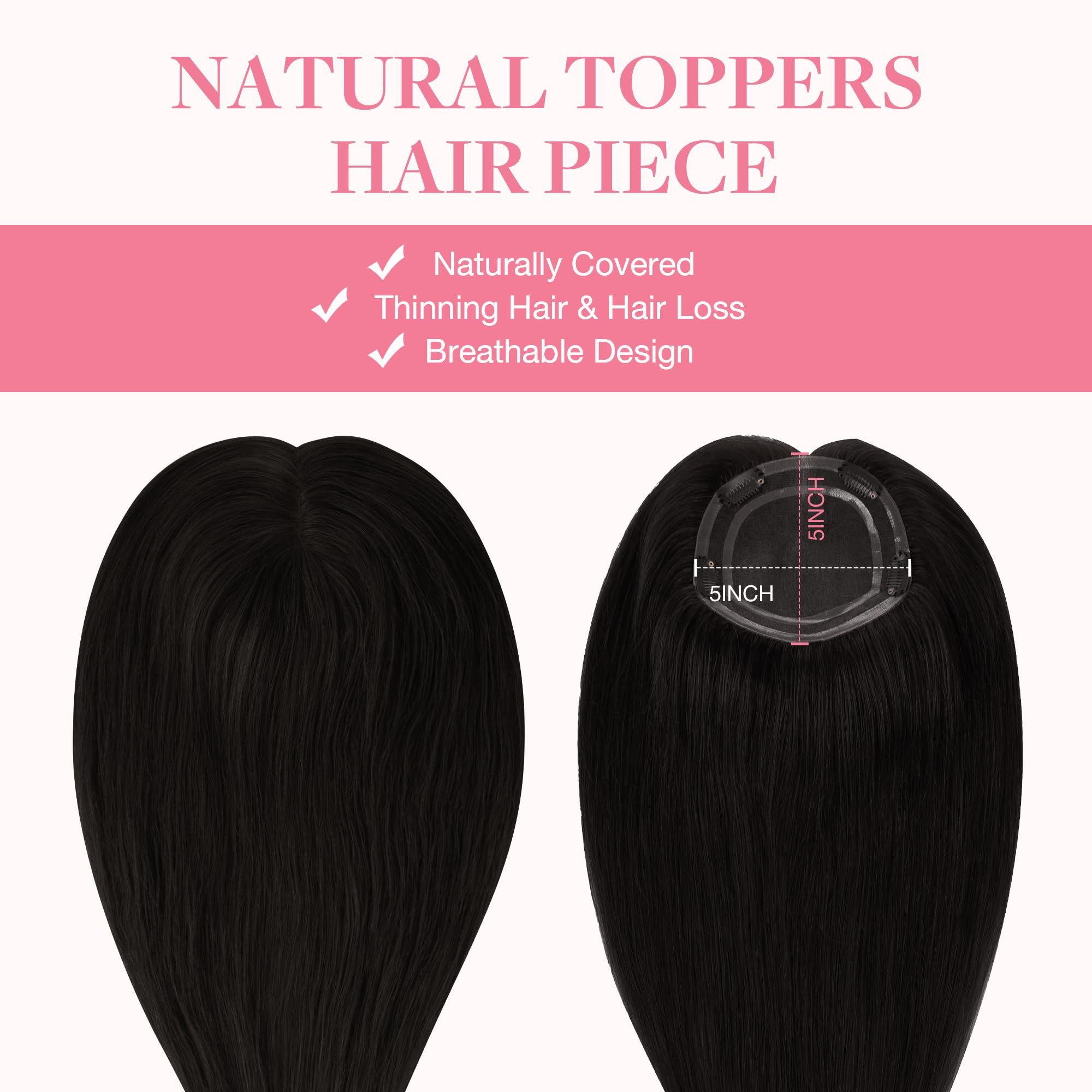 GOO GOO Human Hair Toppers for Women - 16
