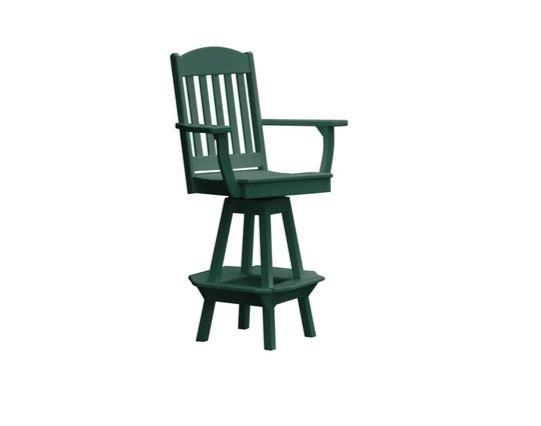 A & L Furniture Classic Swivel Bar Chair with Arms - Modern Counter Height Stool for Kitchen Island, Home Bar & Dining Room - Comfortable & Stylish Seating Solution