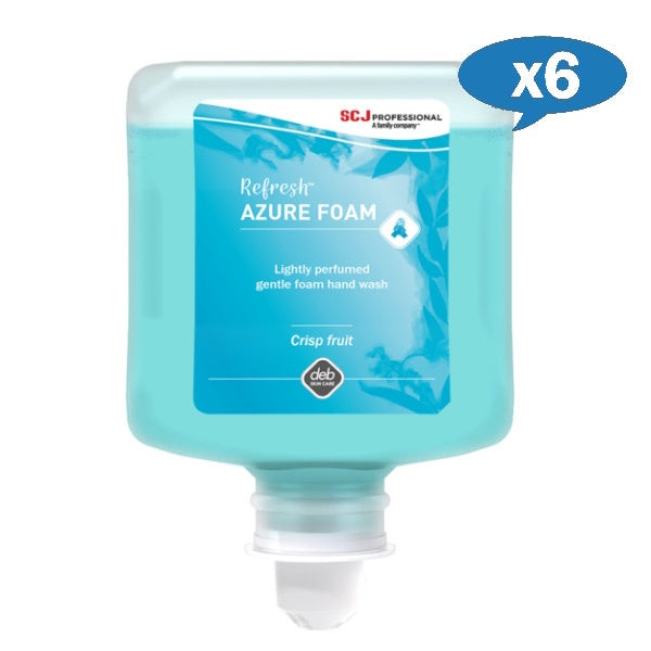 SC Johnson Deb Refresh Azure Silky Foaming Hand Soap - Moisturizing & Antibacterial, Refillable Pump Bottle (17.5 oz) for Kitchen, Bathroom & Office Use