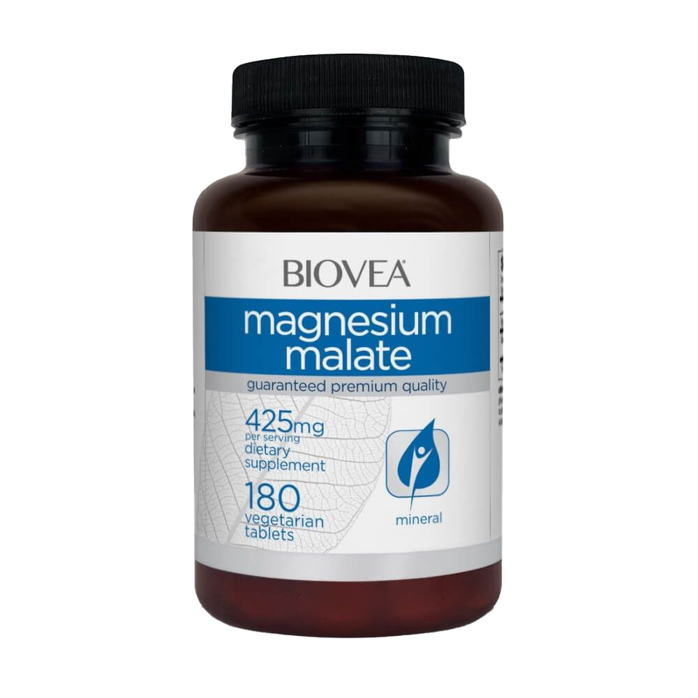Biovea Magnesium Malate 425mg - 180 Vegetarian Tablets for Muscle Recovery & Sleep Support - High Absorption Supplement for Athletes & Active Lifestyles