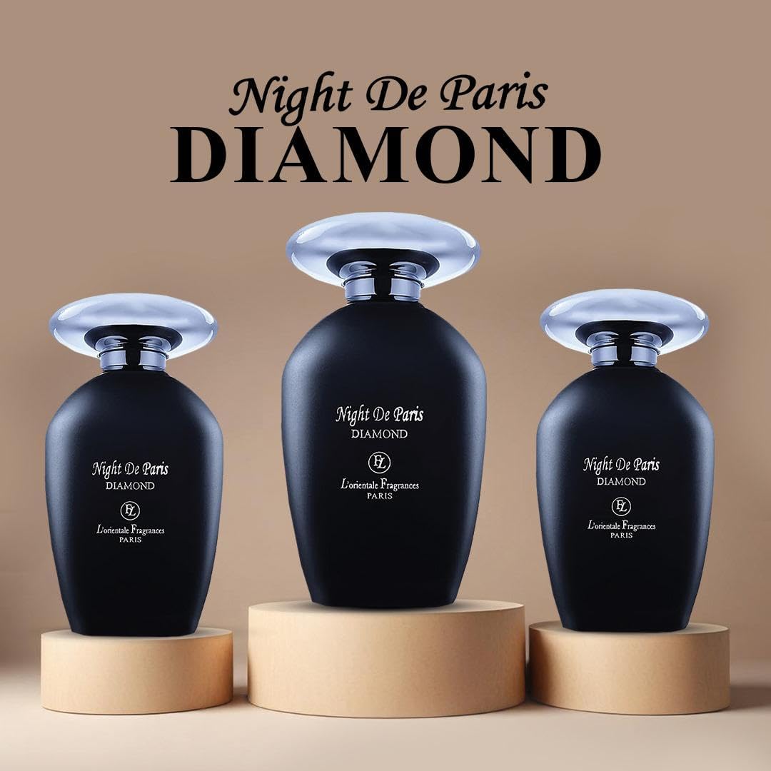 L'Orientale Fragrances Night De Paris Diamond Tester Eau de Parfum - 3.4oz (100ml) Unisex Perfume with Bergamot & Rose Notes | 24 Hour Long-Lasting Scent | Sophisticated & Elegant Fragrance for Date Night, Evening Events & Special Occasions