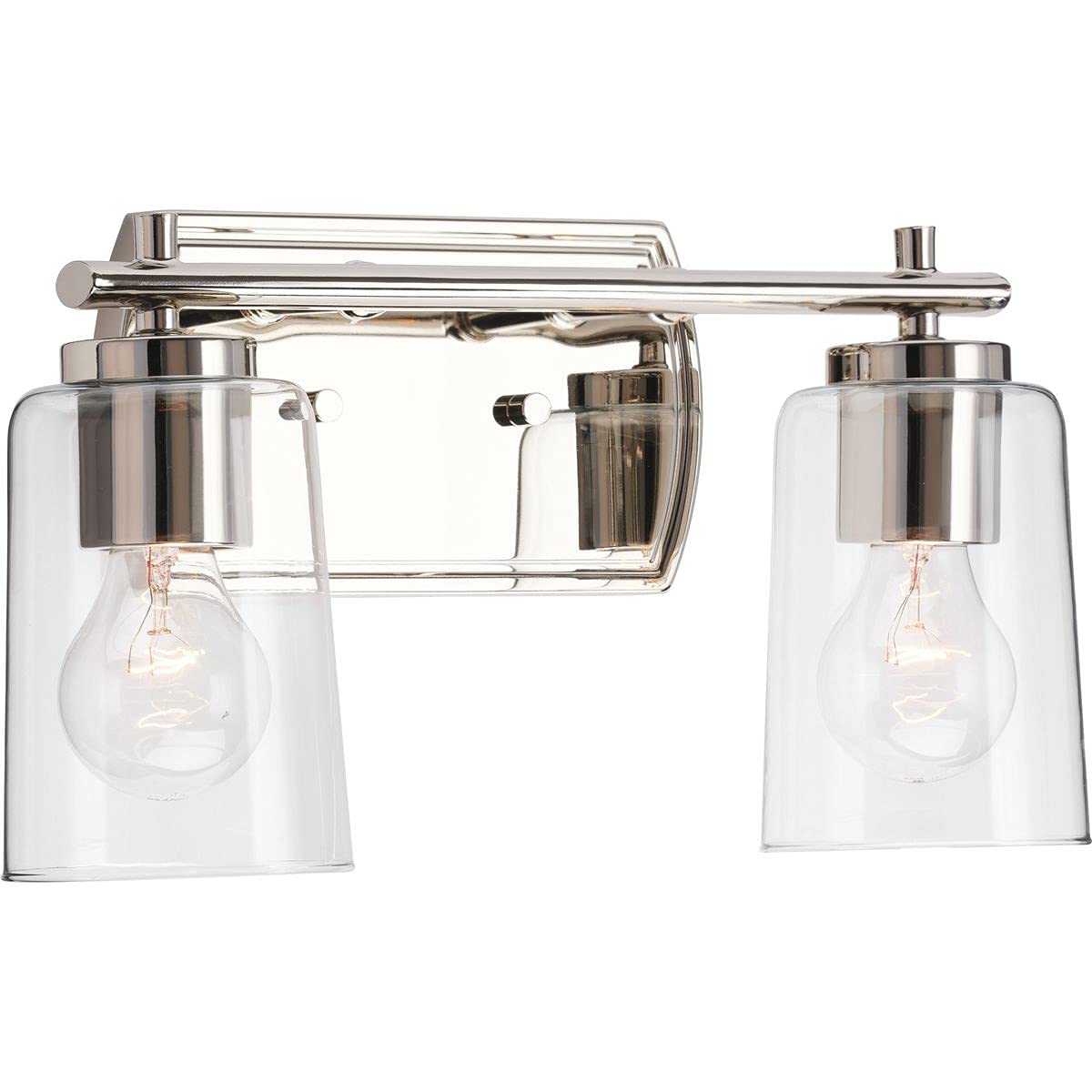 Progress Lighting Adley Collection Two-Light Polished Nickel Traditional Wall Sconce - Perfect for Hallway, Bedroom, and Living Room Lighting
