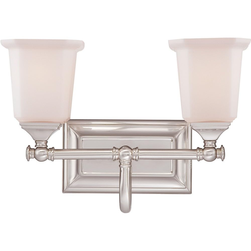 2-Light Brushed Nickel Transitional Bathroom Light Fixture - Modern Vanity Lighting for Bathroom, Powder Room & Dressing Area - 71-BEL-565186
