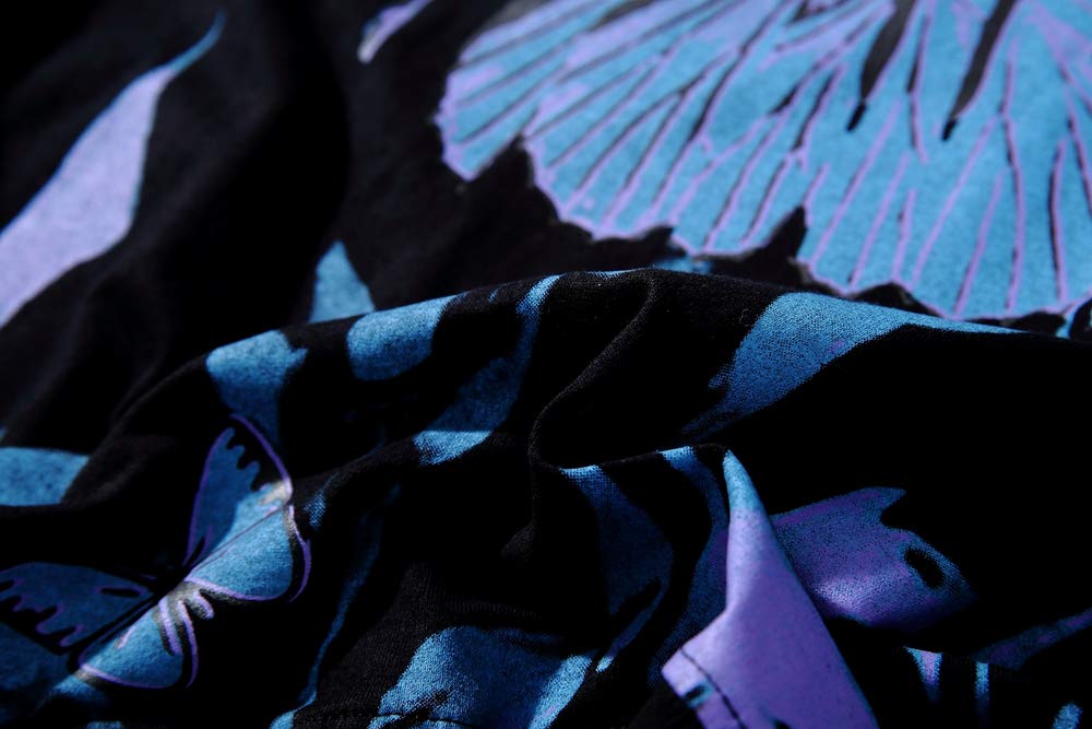 GURUNVANI Men's Graphic Tees Butterflies T-Shirt Magic Fire Print Short Sleeve Casual Shirt for Streetwear Summer Outfits