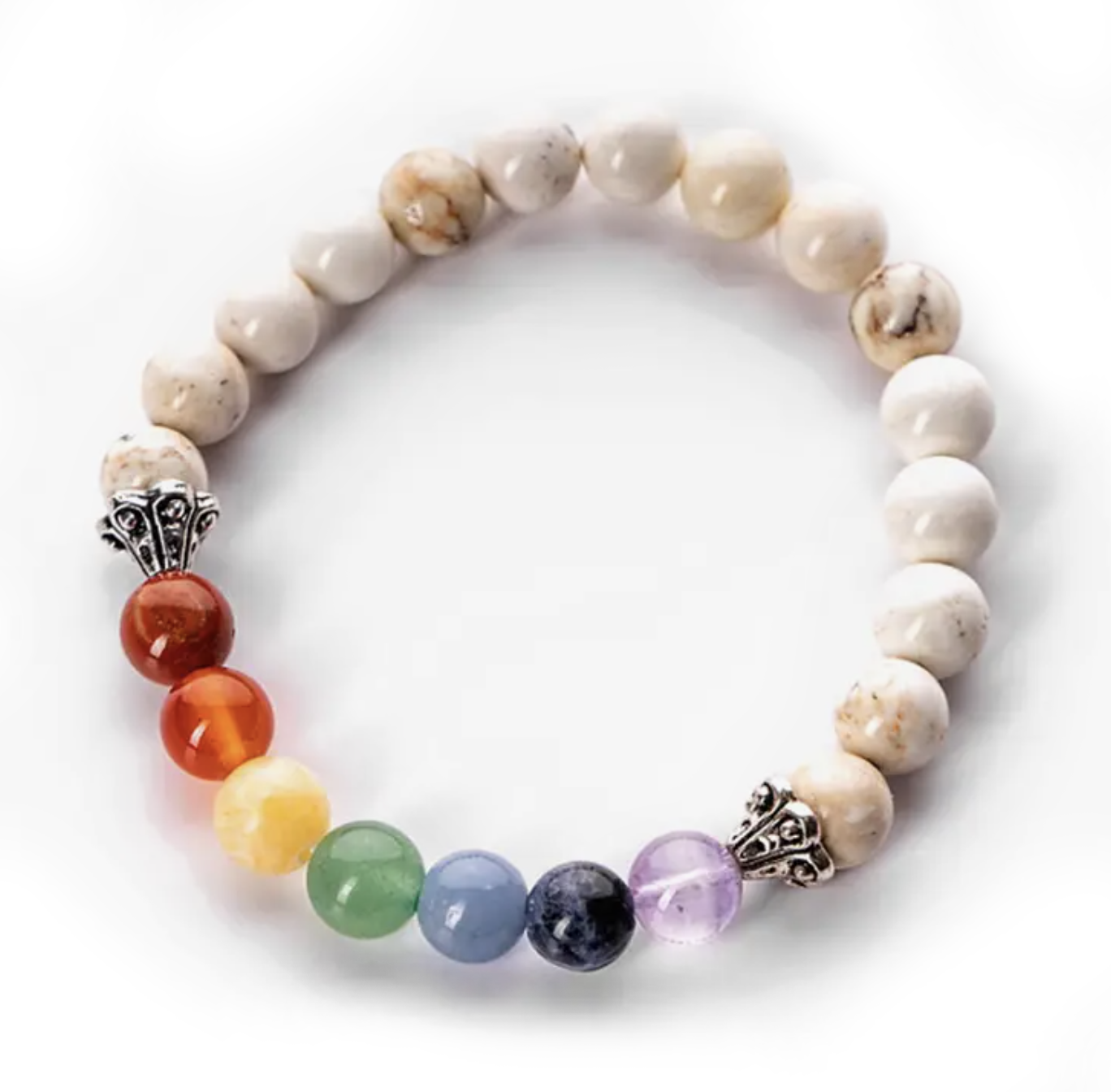 Calming Howlite Chakra Balancing Bracelet for Stress Relief & Meditation - Perfect for Yoga, Mindfulness & Spiritual Healing