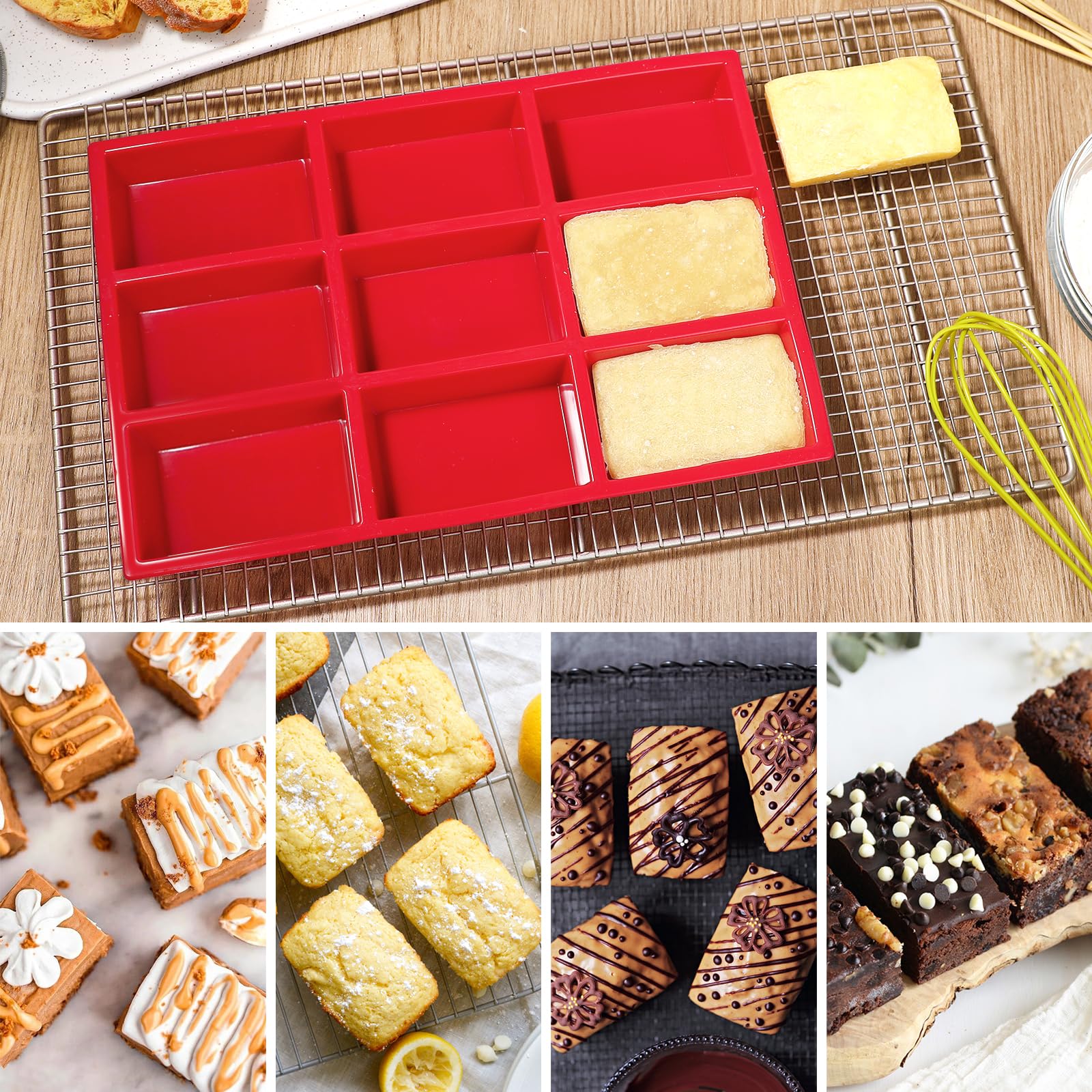 Webake Mini Loaf Pan Silicone Baking Mold - Non-Stick 4-Cavity Mini Loaf Cake, Bread, Meatloaf, Cornbread, Brownie & Muffin Pan - Perfect for Rectangle Soap Bars & Resin Epoxy Casting - Ideal for Home Baking, Gifts & DIY Crafts