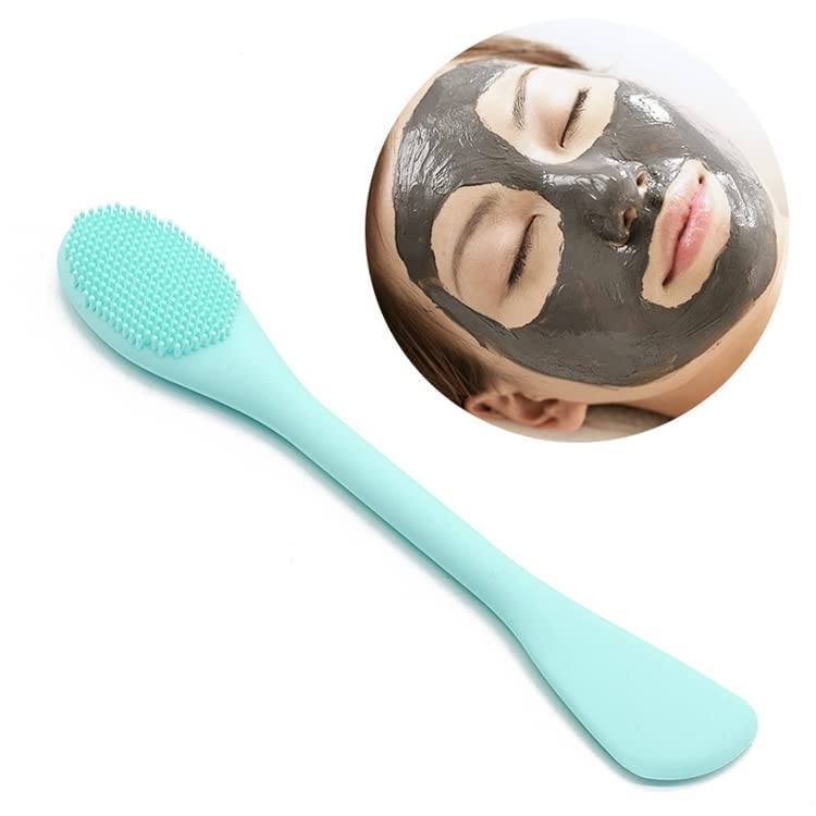 **GOLD MAX Silicone Face Cleanser Massager Brush - Double-Sided Exfoliating & Cleansing Tool with Facial Stick Spatula - Perfect for Deep Cleaning, Mask Application & Skincare Routine**