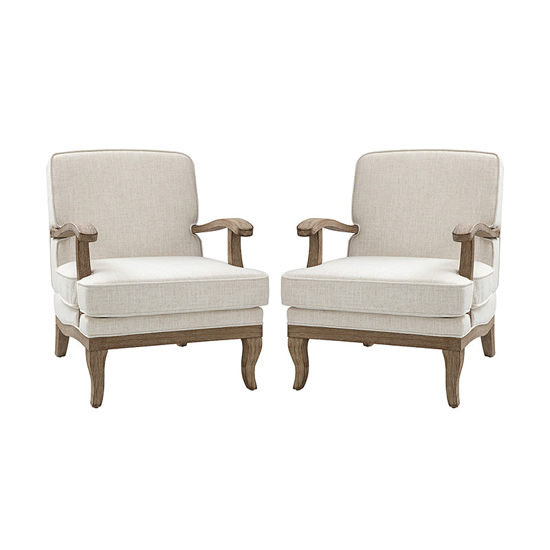 Randolph Farmhouse Upholstered Accent Chair with Wooden Legs - Comfortable Living Room Armchair for Home Decor, Reading Nook & Cozy Sitting Area (Multiple Style Options Available)
