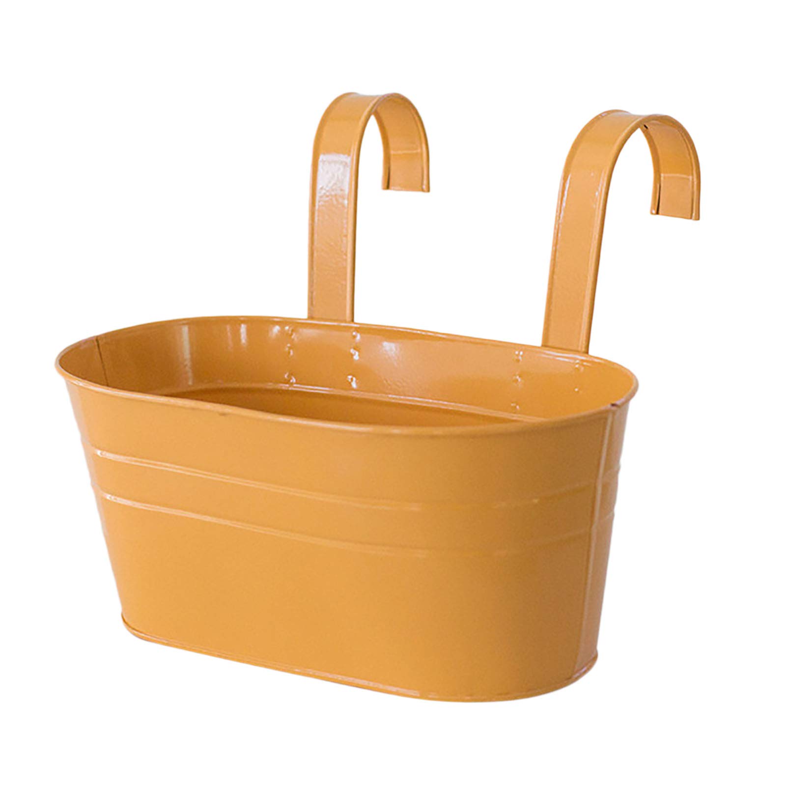 7#QL Home Oval Metal Hanging Planter - Rust-Resistant Flower Pot for Balcony, Garden & Fence Decor - Perfect for Indoor/Outdoor Plants, Herbs & Succulents