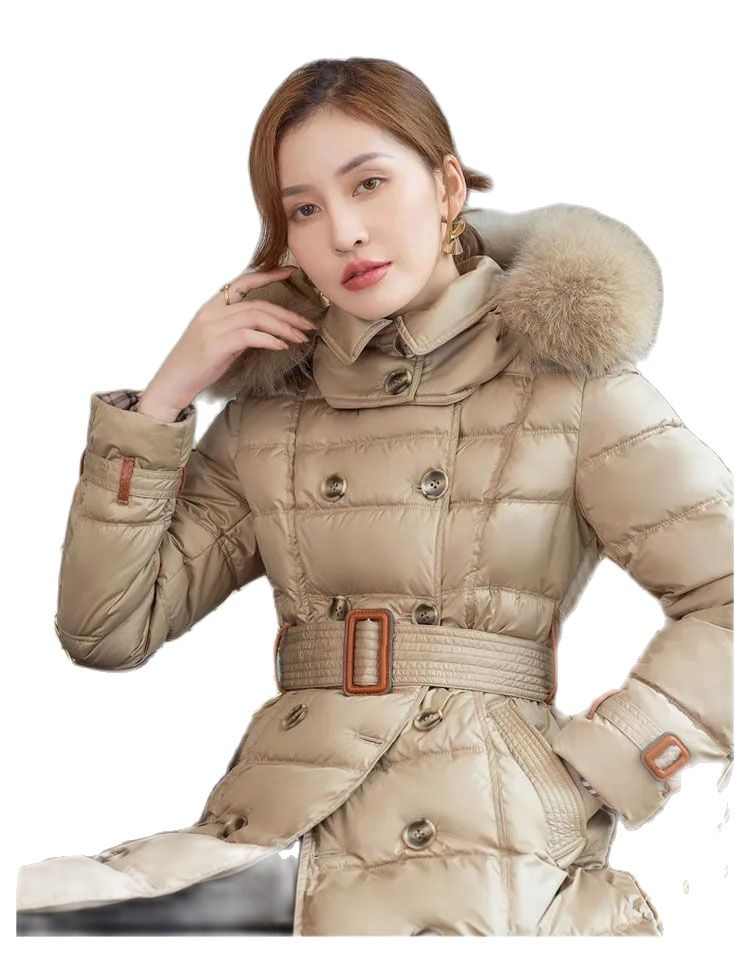 2024 Women's Mid-Length Down Cotton Coat - Thickened Warm Slim Fit Winter Jacket for Outdoor Activities & Daily Wear