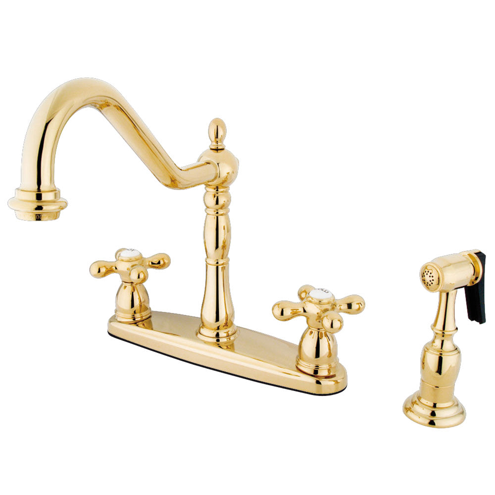 Kingston Brass KB1751AXBS Heritage Centerset Kitchen Faucet - Single Handle Pull-Down Sprayer, Oil Rubbed Bronze Finish for Modern Farmhouse & Traditional Kitchens