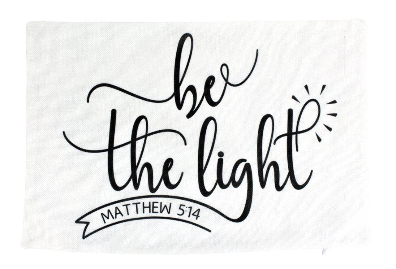 Be The Light Pillow Cover with Matthew 5:14 Verse - 18x12 Inch Christian Home Decor for Bedroom, Living Room & Nursery - Perfect Gospel Gift for Mom, Bible Study or Church Events