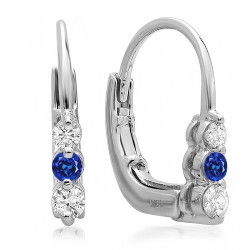 Dazzlingrock 10K Solid White Gold 3 Stone Hoop Earrings for Women - Elegant Jewelry Gift for Anniversary, Birthday & Special Occasions