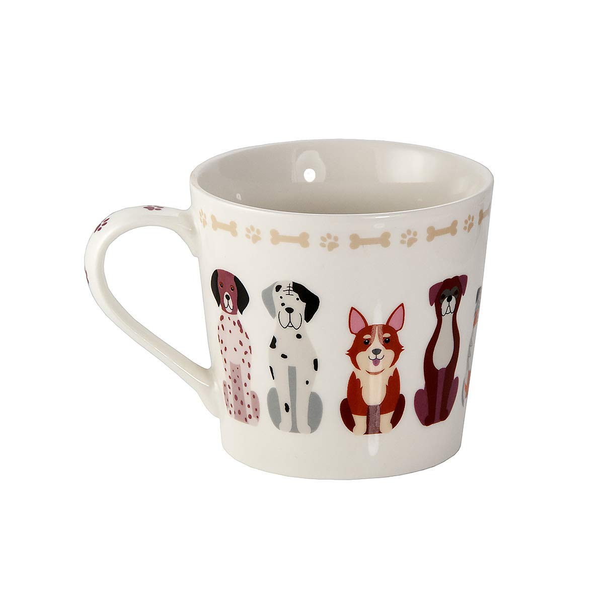 Spotted Dog Gift Company 13 oz Ceramic Coffee Mug Set - 4 Cute Dog-Themed Porcelain Tea Cups for Dog Lovers, Perfect Gift for Women & Men - Ideal for Coffee, Tea, Hot Chocolate at Home or Office