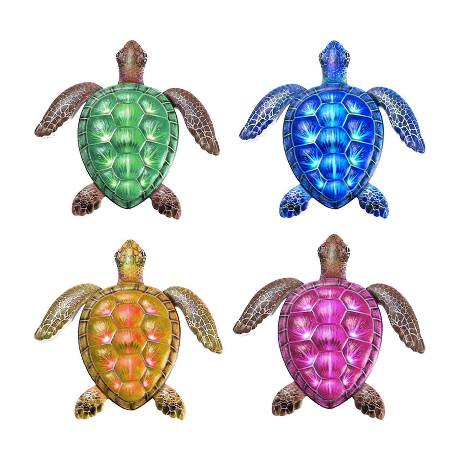 3#QK Garden Tortoise Metal Sculpture - Outdoor Animal Decor for Backyard, Patio, Lawn - 4 Piece Set - Unique Gift for Garden Lovers | Perfect for Landscaping, Yard Art & Home Decoration