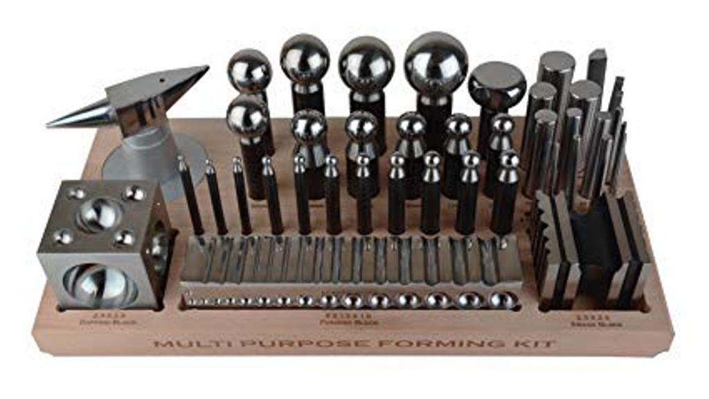 43-Piece Metal Forming Dapping Set with Block & Anvil - Jewelry Making, Repair & Metalworking Tools for DIY Crafting, Watch Repair & Silversmithing