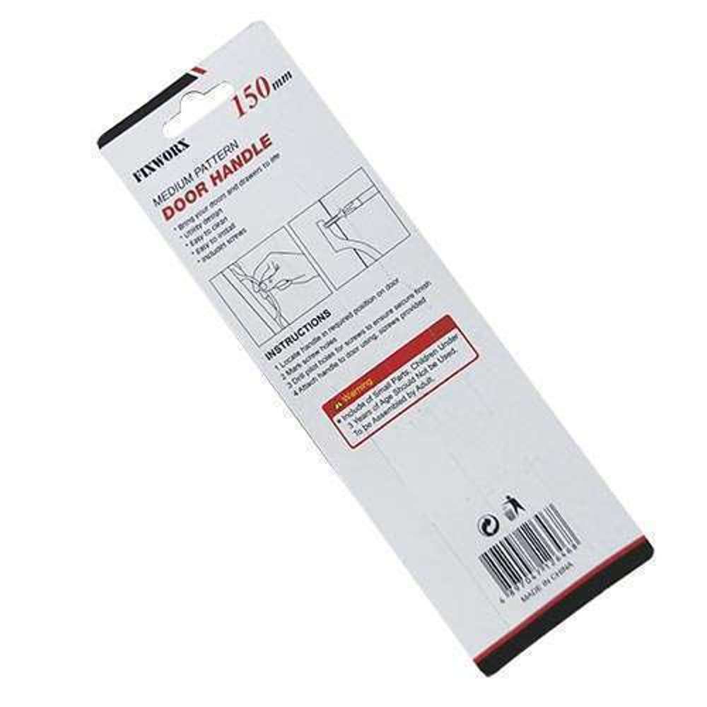 Fixworx Medium Pattern Door Handle 150mm - Durable Cabinet & Drawer Hardware for Home & Office Use