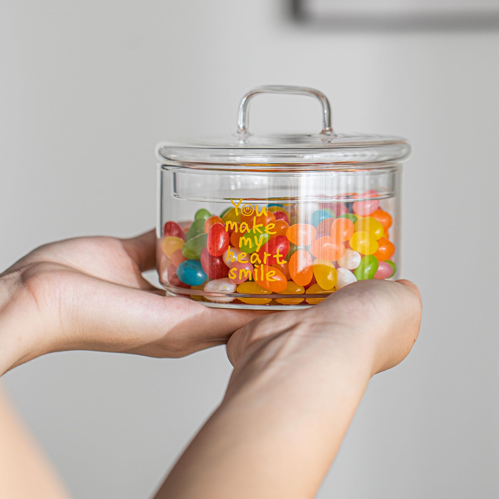 Glass Candy Dish with Lid - Decorative Covered Candy Bowl & Cookie Jar, Clear Salad Buffet Storage Container for Home, Kitchen, Coffee Table, Office - Perfect for Parties, Weddings & Gifting