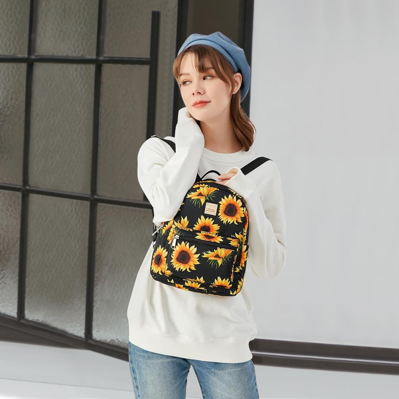 Cusangel Women's Mini Backpack Purse - Small Fashion Shoulder Bag with Water Bottle Pockets, Sunflower Design Backpack for Women & Girls | Perfect for Birthday, Mother's Day Gifts, Travel, School & Daily Use