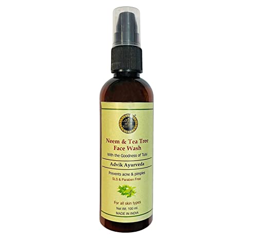 Advik Ayurveda Neem & Tea Tree Oil Control Face Wash for Oily & Acne-Prone Skin - 100ml | Deep Cleansing, Pimple Prevention & Skin Purification | Perfect for Daily Skincare Routine & Teen Acne Care