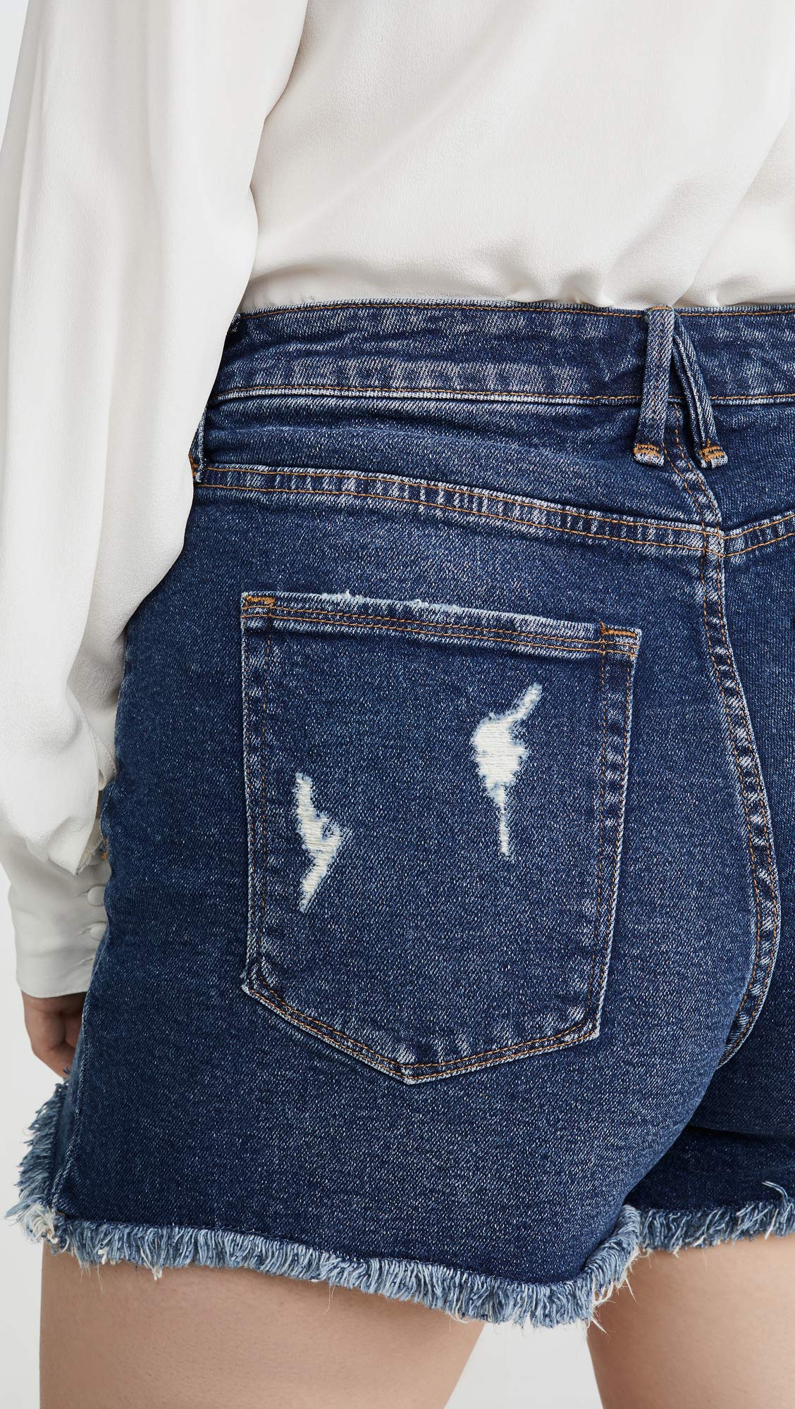Good American Women's Bombshell Denim Shorts - High Waisted Blue Distressed Jeans Shorts for Women | Perfect for Summer Outfits, Beach Vacations & Casual Street Style