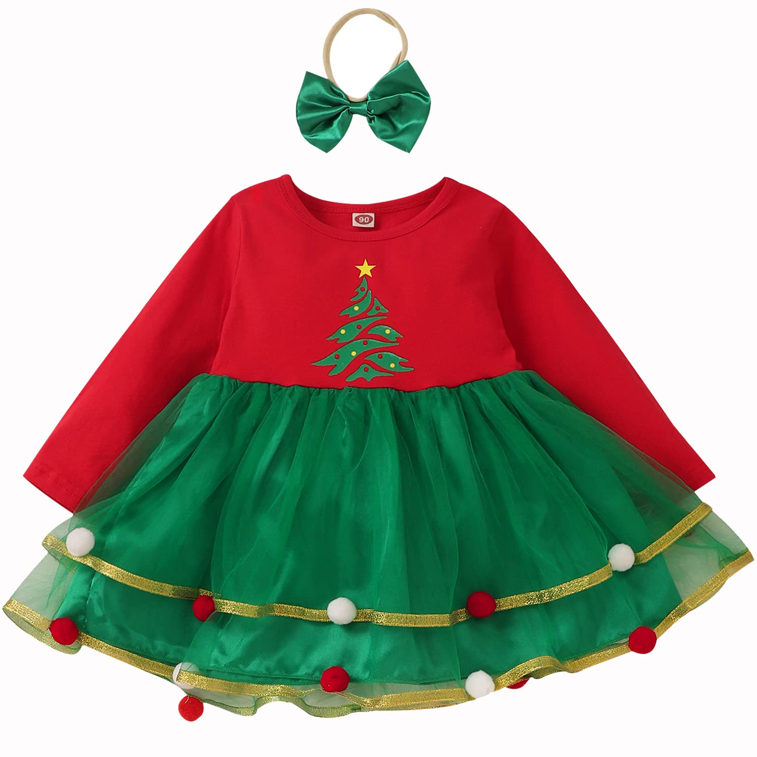 Adorable Christmas Tutu Dress for Baby Girls | Infant Toddler Holiday Outfit | Soft Tulle Xmas Party Dress for Photos & Celebrations