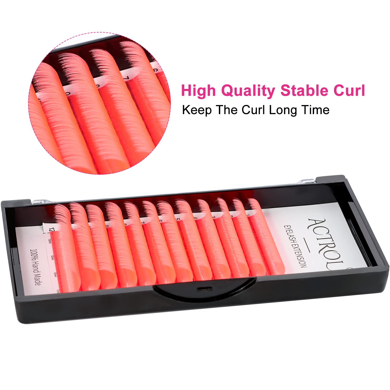 Vibrant Colored Neon UV Eyelash Extensions - 0.07D 15MM Pink Fluoresent Lashes That Glow Under Black Light | Perfect for Parties, Raves & Nightclubs