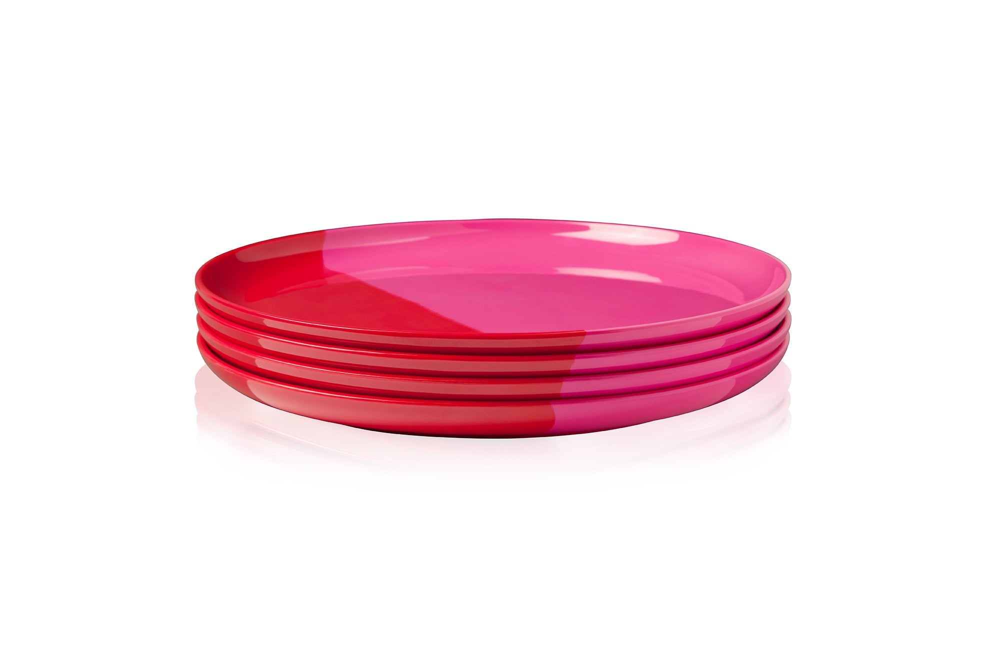 1/2 & 1/2 Melamine Salad and Dessert Plates Set of 4 - Fuchsia Red Color - Exclusive Thomas Fuchs Design - Perfect for Parties, Picnics, and Outdoor Dining