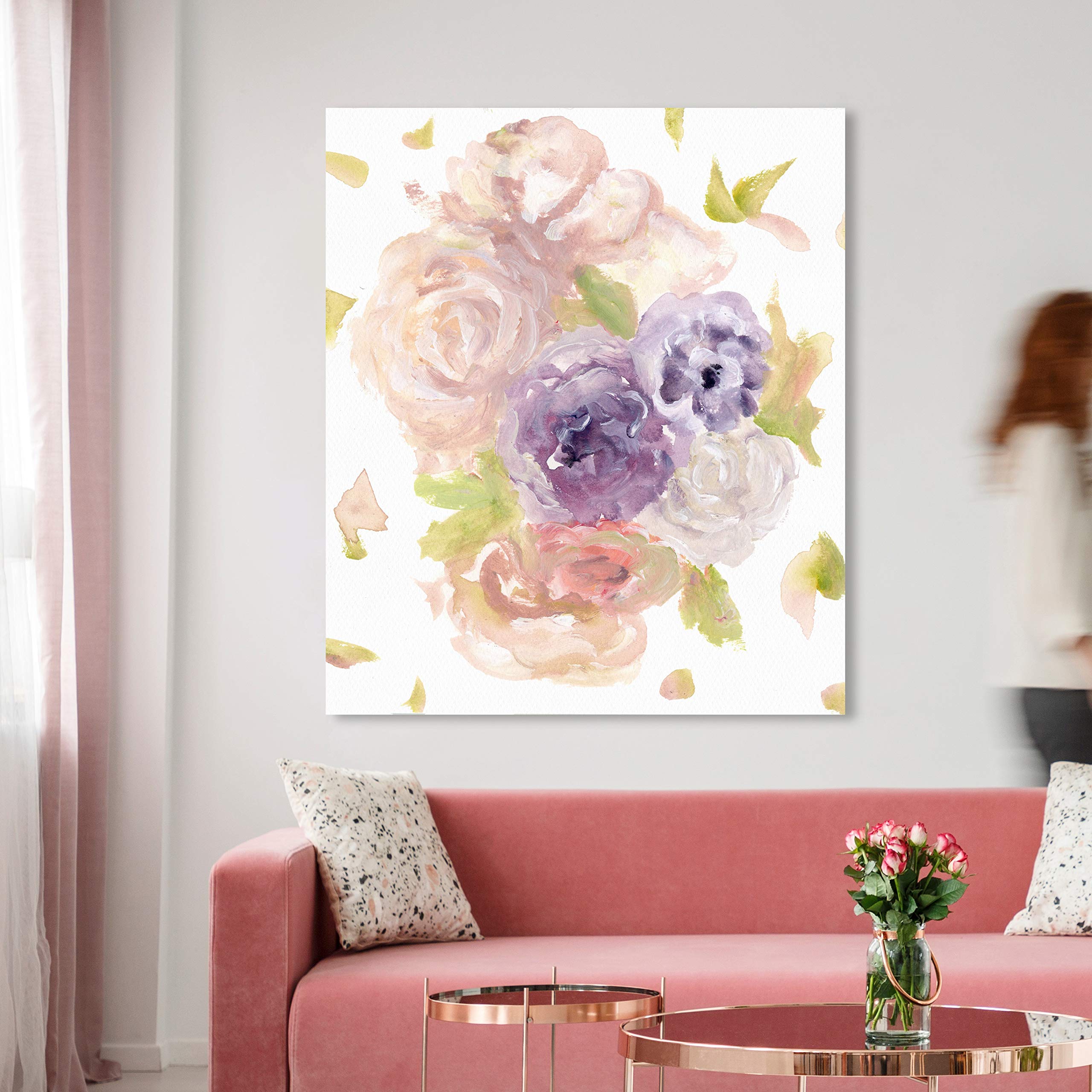 Oliver Gal Artist Co. Floral Wall Art Canvas Prints - 'Cute Pastels' Home Decor in Purple & Pink, 36x45 Inches - Perfect for Living Room, Bedroom & Office Decoration
