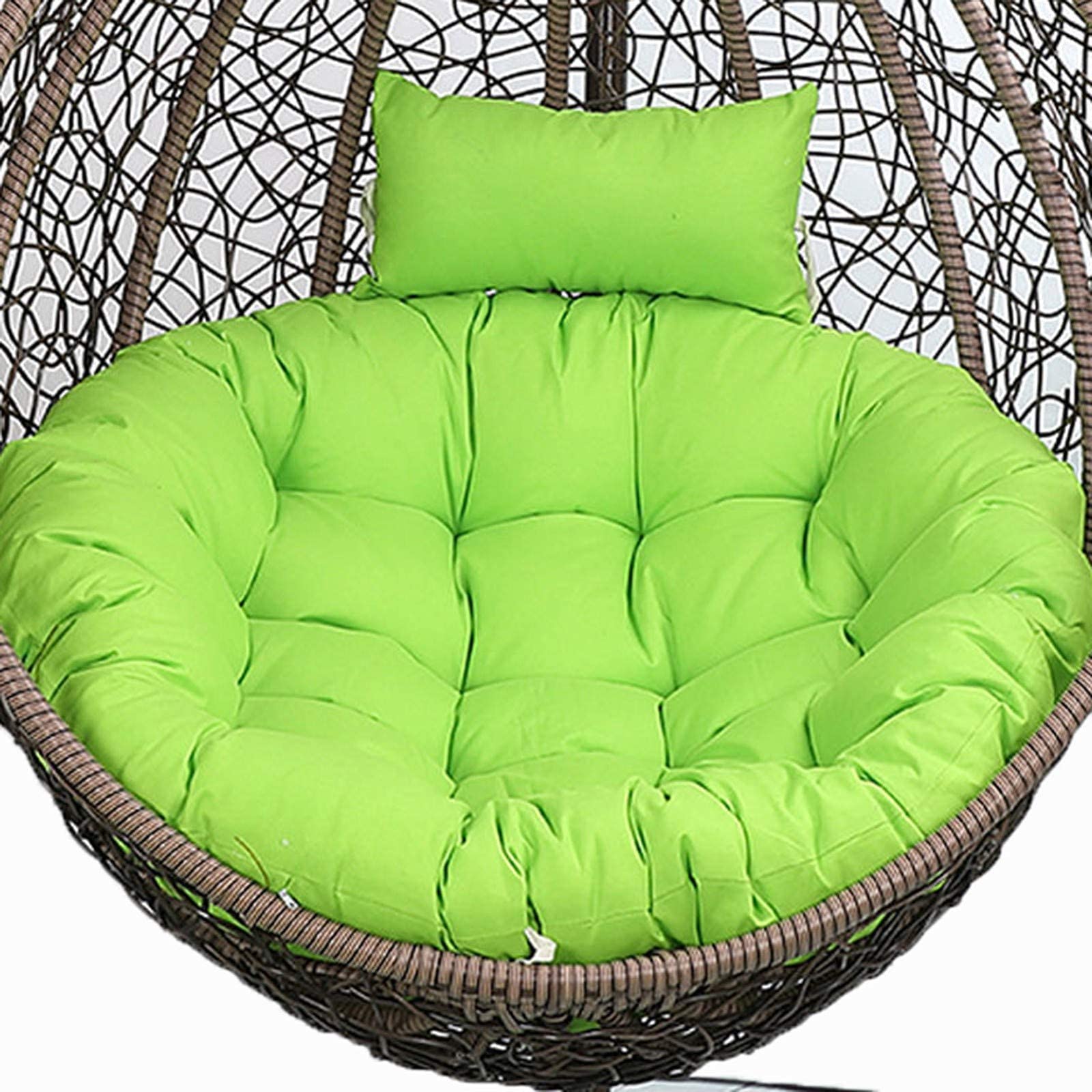 WEIGE Replacement Cushion for Egg Chair - Thickened Round Outdoor Hanging Swing Seat Cushion with Adjustable Headrest - Washable Garden Hammock Chair Pad (Green) - Perfect for Patio, Backyard & Relaxation