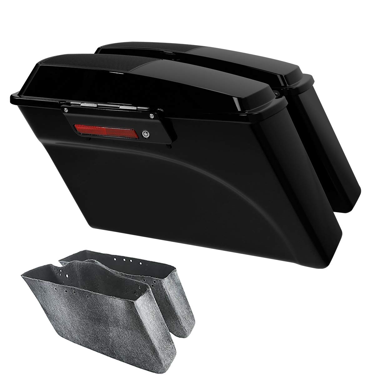 Premium TCMT Hard Saddlebags Trunk with 6x9 Speaker Lid, Latch Key & Carpet Liners - Compatible with Harley Touring Models (CVO Road Glide, Road King, Street Glide, Electra Glide Ultra Classic 1994-2013) - Perfect for Long-Distance Motorcycle Tours & Enhanced Audio Experience