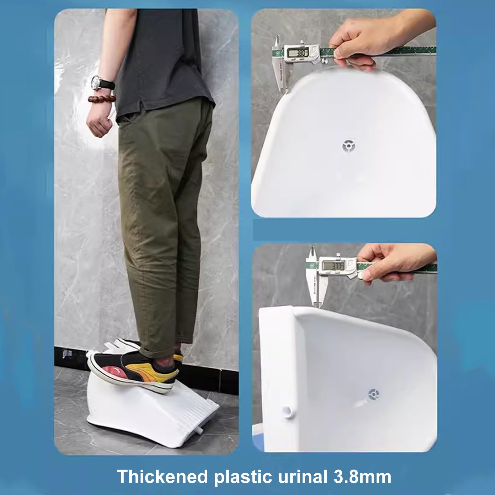 Portable Waterless Urinal for Men - Wall Mounted Plastic Urinal with Hose for Outdoor, Garage & Commercial Use - Mobile Toilet Solution for Camping, Construction Sites & Emergency Situations (Black)
