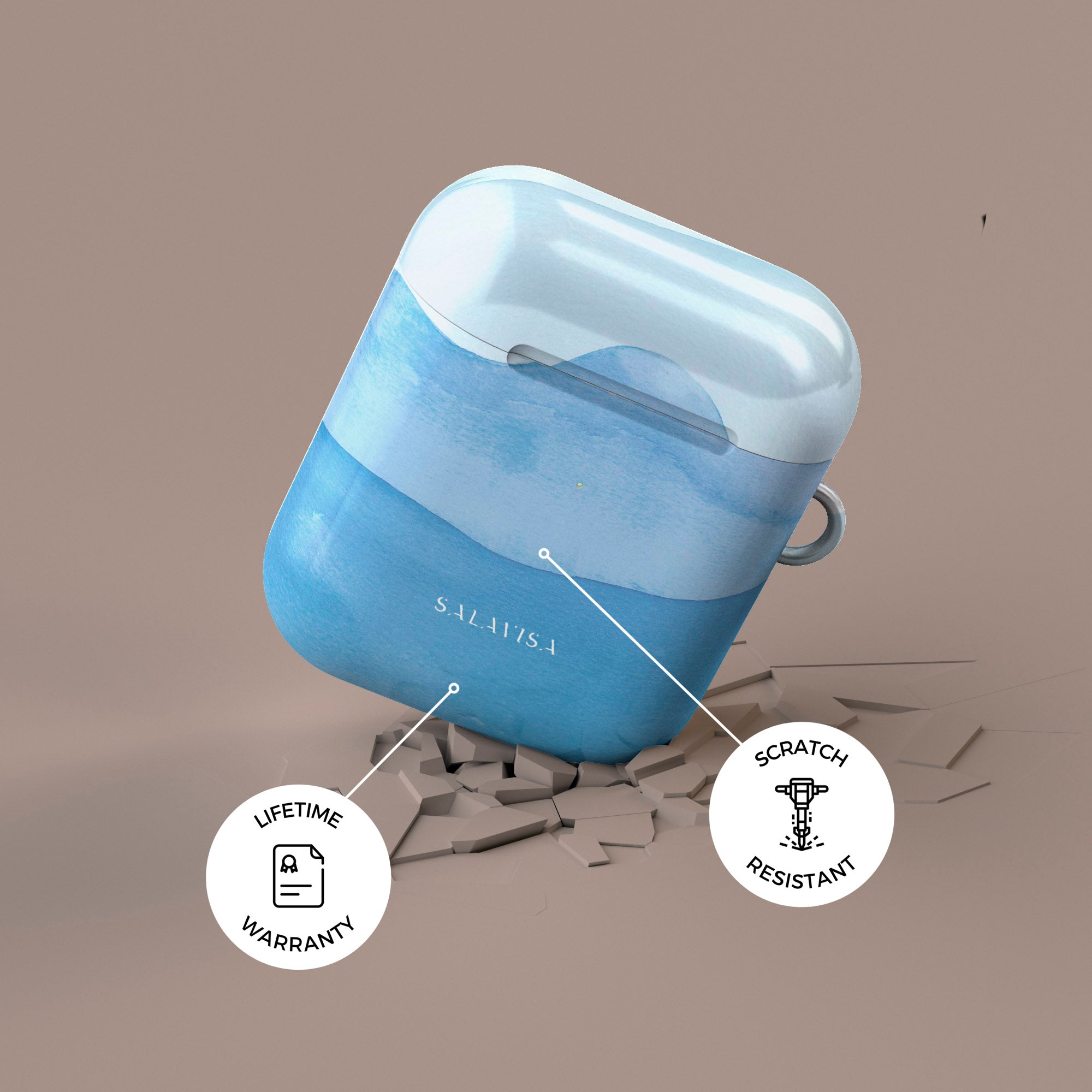 Ocean Blue Watercolor AirPods Case - Stylish Protective Cover for AirPods 1/2/3 - Perfect for Travel, Work & Everyday Use