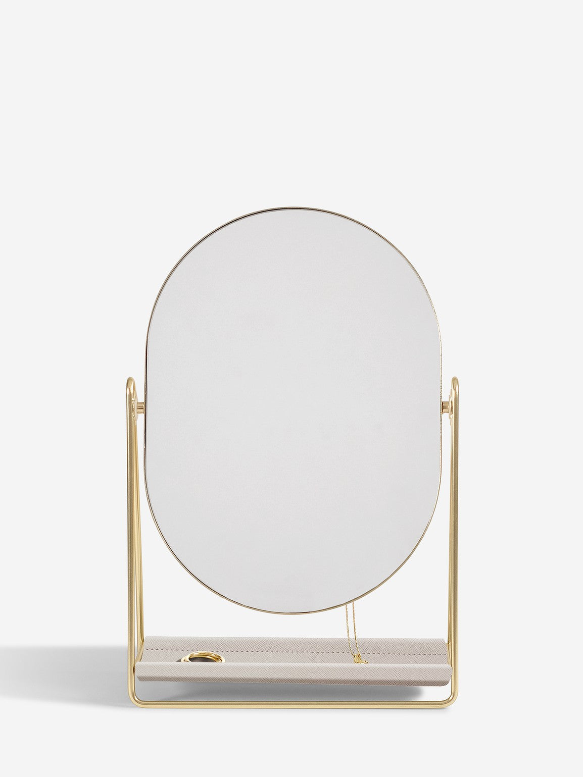 Blush & Gold Vanity Mirror with Jewelry Stand - Elegant Dressing Table Organizer for Makeup & Jewelry Storage | Perfect for Bedroom, Bathroom, and Bridal Dressing Room
