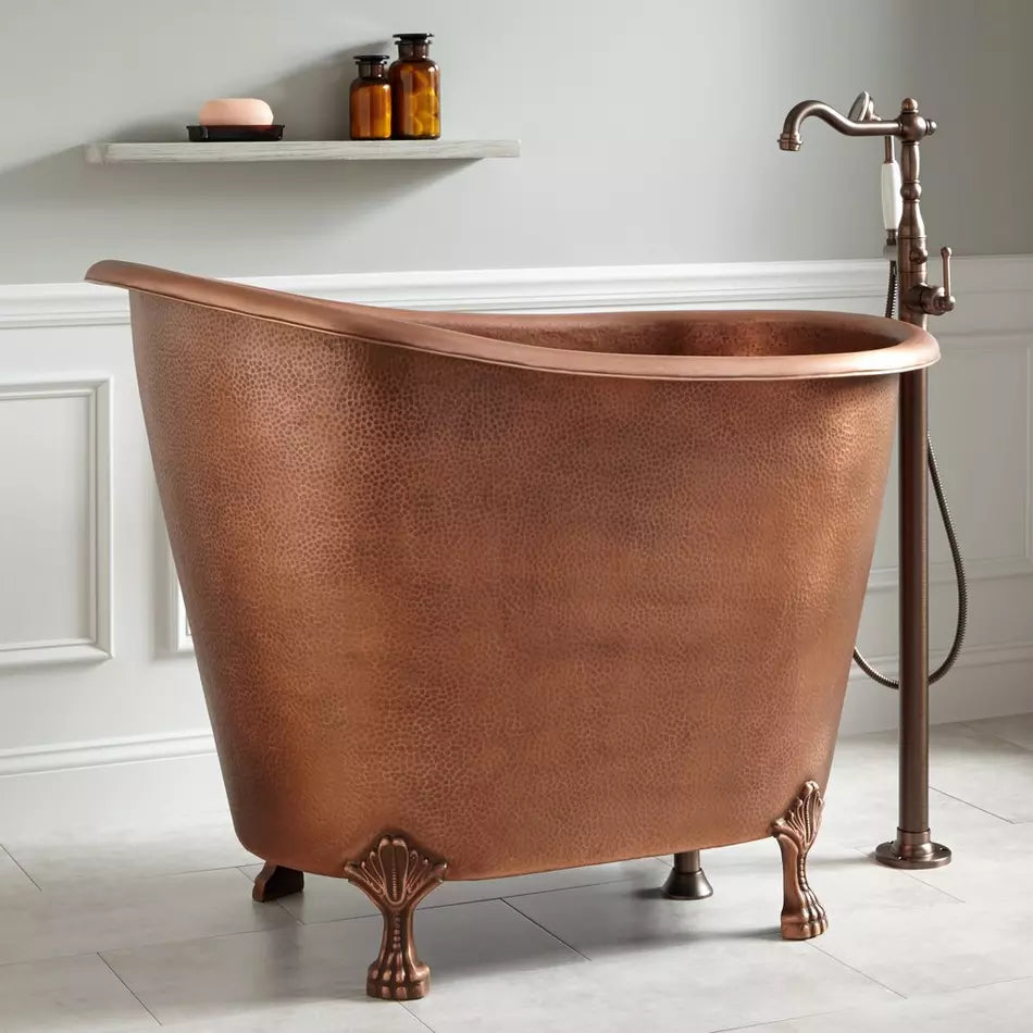 RHM Handcrafted Freestanding Clawfoot Copper Bathtub - Vintage Style Luxury Soaking Tub for Bathroom Spa & Relaxation | Model RM CB02 01