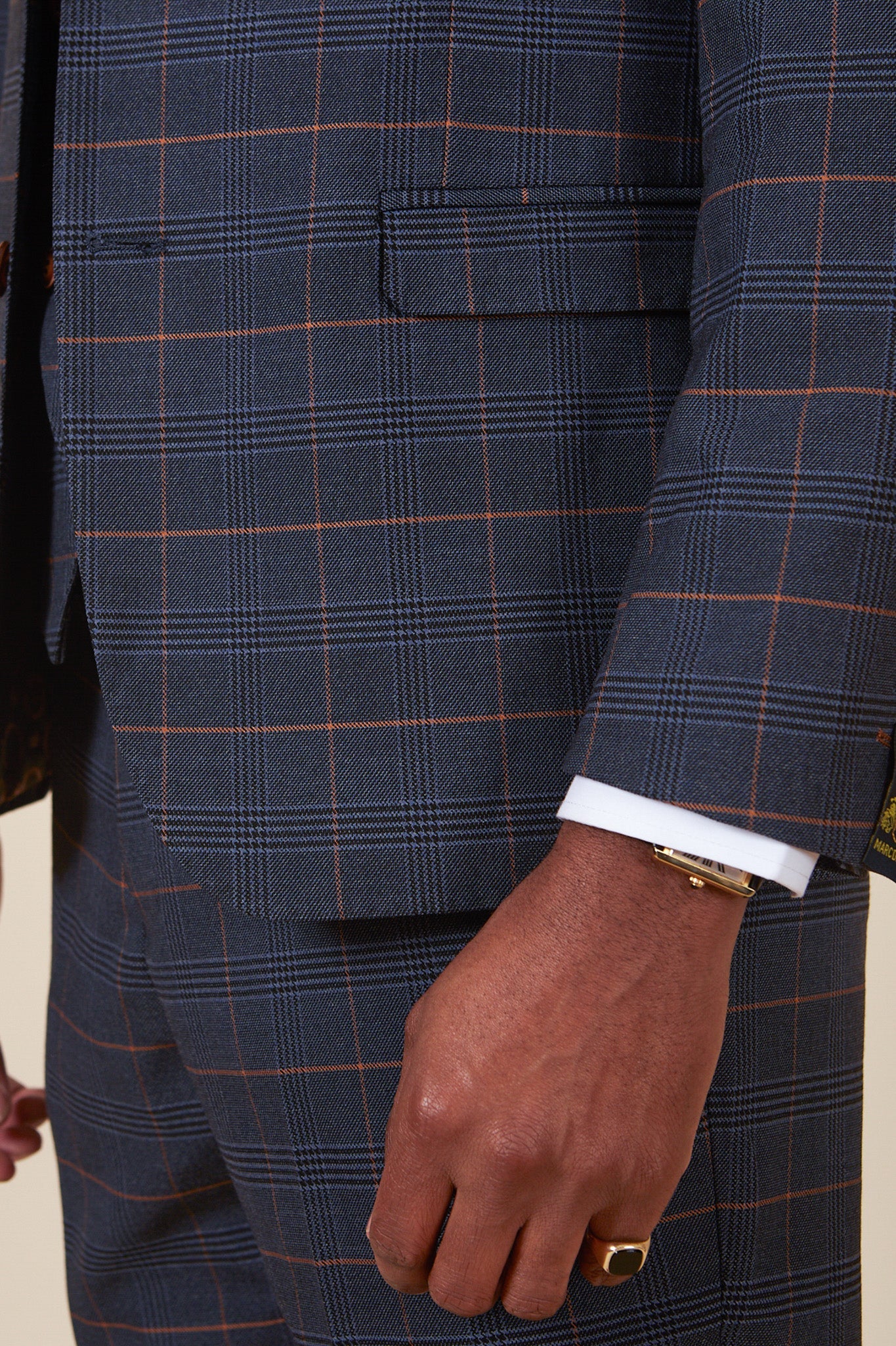 WBA Collection JENSON Marine Navy Check Suit - Premium Wool Blazer for Men | Formal Business Attire & Office Wear | Inspired by John Swift's Style