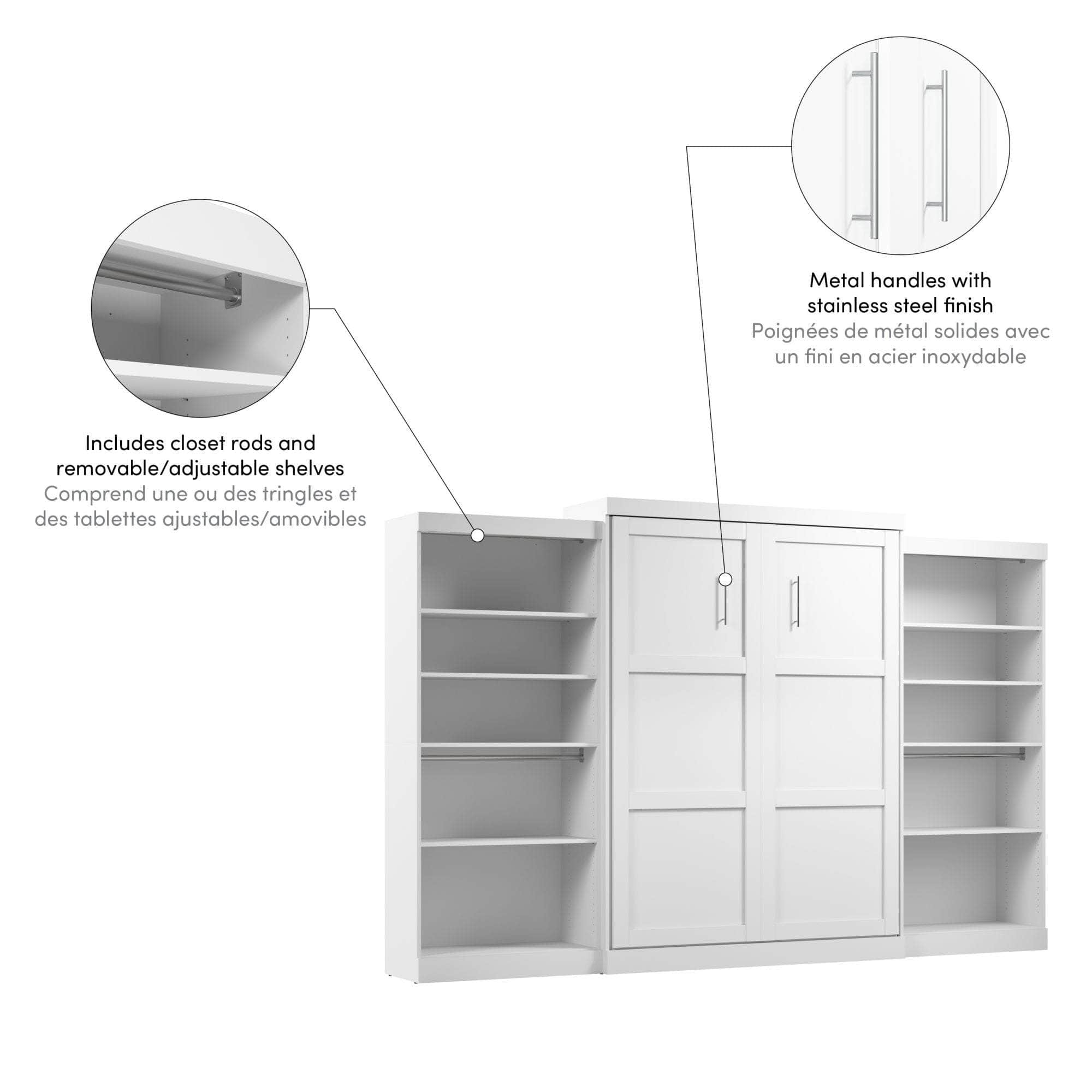 Pur Queen Murphy Wall Bed with 2 Storage Units - 136