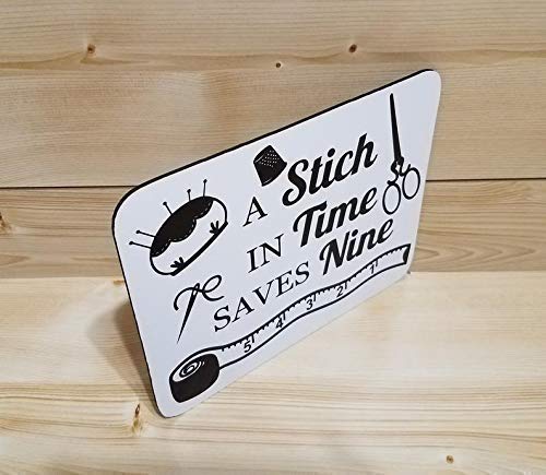 Handmade Wooden Quilt Sign - 'A Stitch in Time Saves Nine' Wall Art - Rustic Sewing Room Decor - Perfect for Quilting Studios & Craft Room Wall Hangings