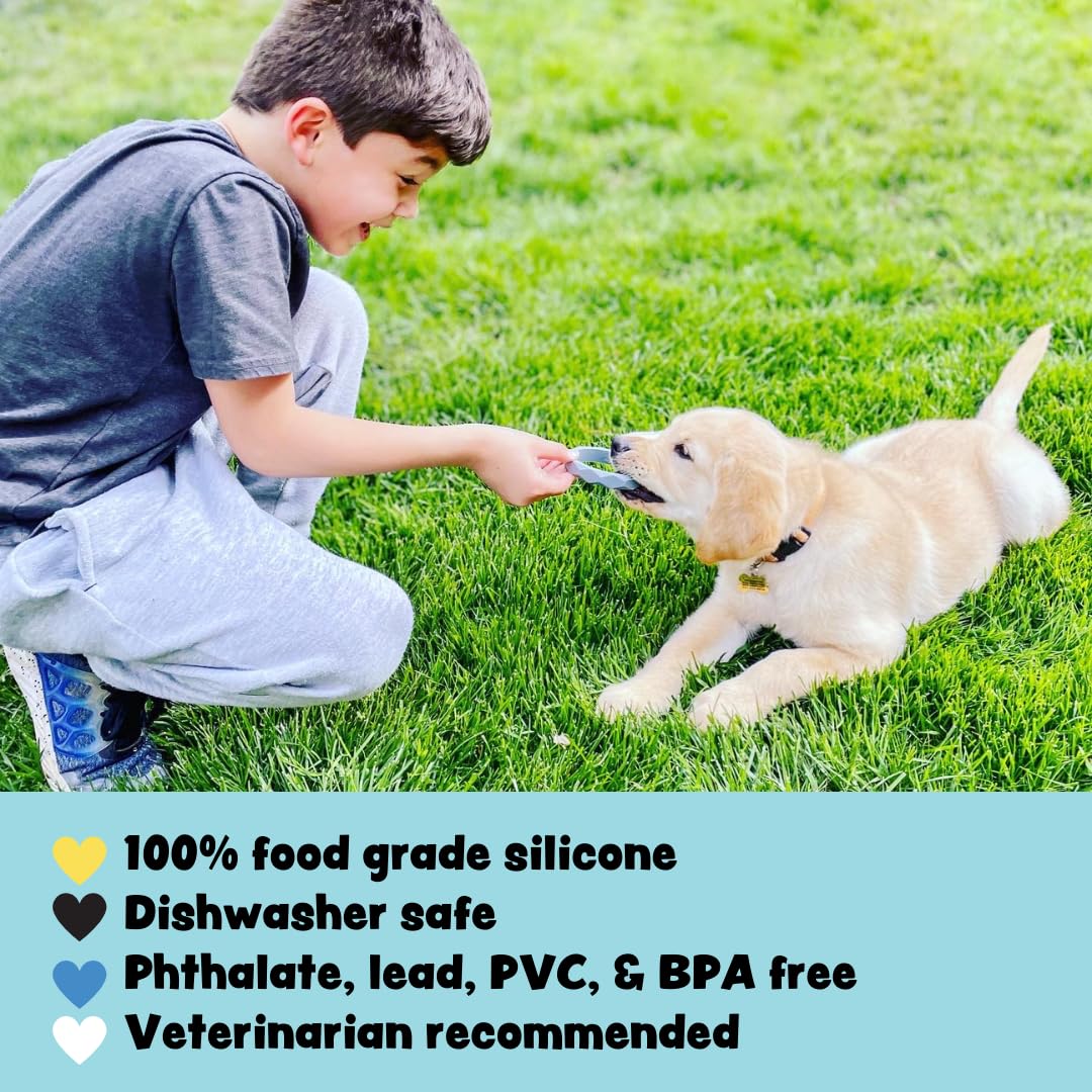 Sweet Paws Puppy Teething Rings - Food Grade Silicone Chew Toys for Small & Medium Dogs (0-6 Months) - Gold Rush - Perfect for Teething Relief & Puppy Training at Home or Outdoors