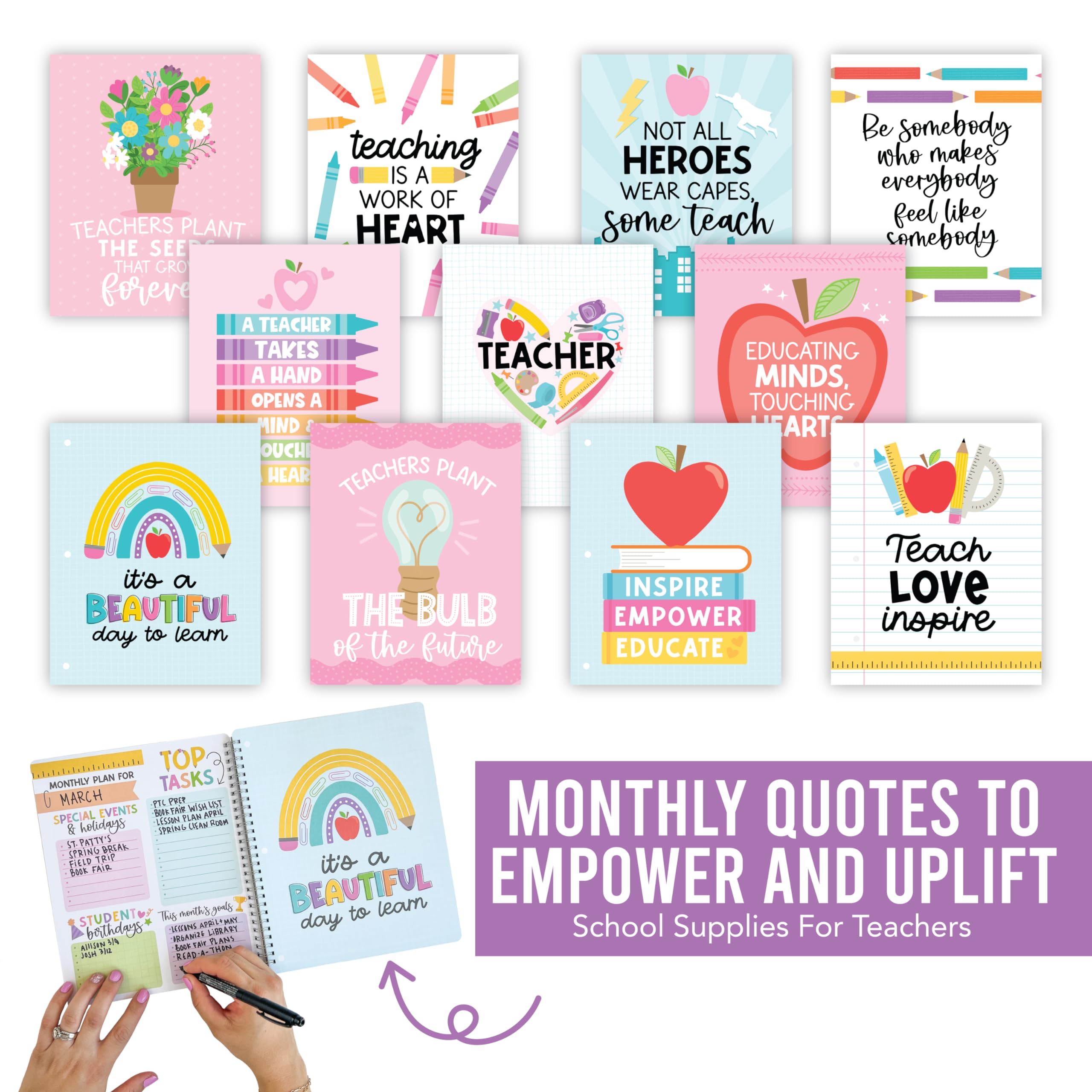 2025-2026 Teacher Planner - Undated Lesson Plan Book with Stickers, Monthly & Weekly Calendar, Student & Substitute Info - Colorful Classroom & Homeschool Organizer for Elementary Teachers - Perfect for Lesson Planning, Grade Tracking & Classroom Management