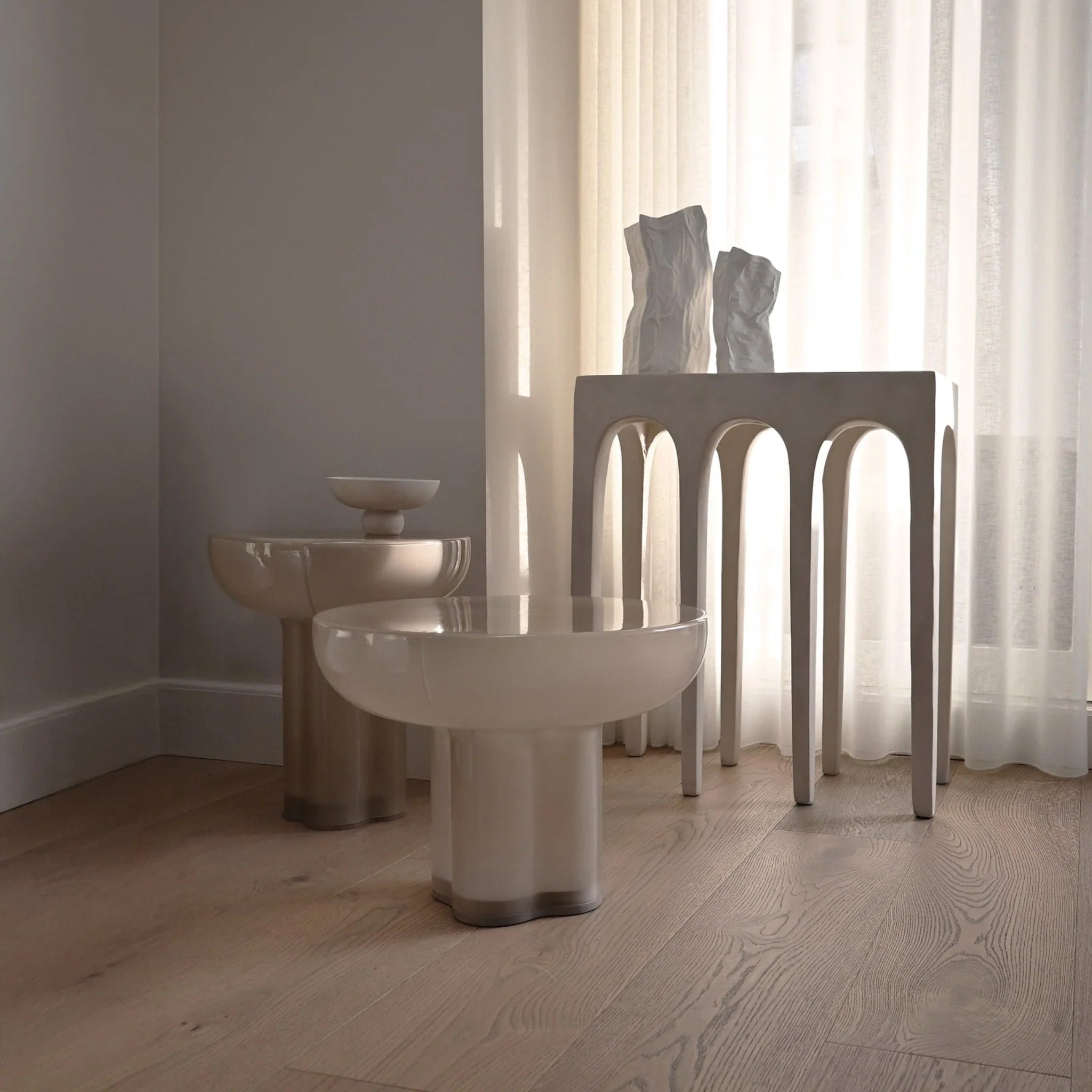 101 COPENHAGEN Low Crown Table - Smoked Desert Oak Finish - Perfect for Living Room, Dining Area or Office Space