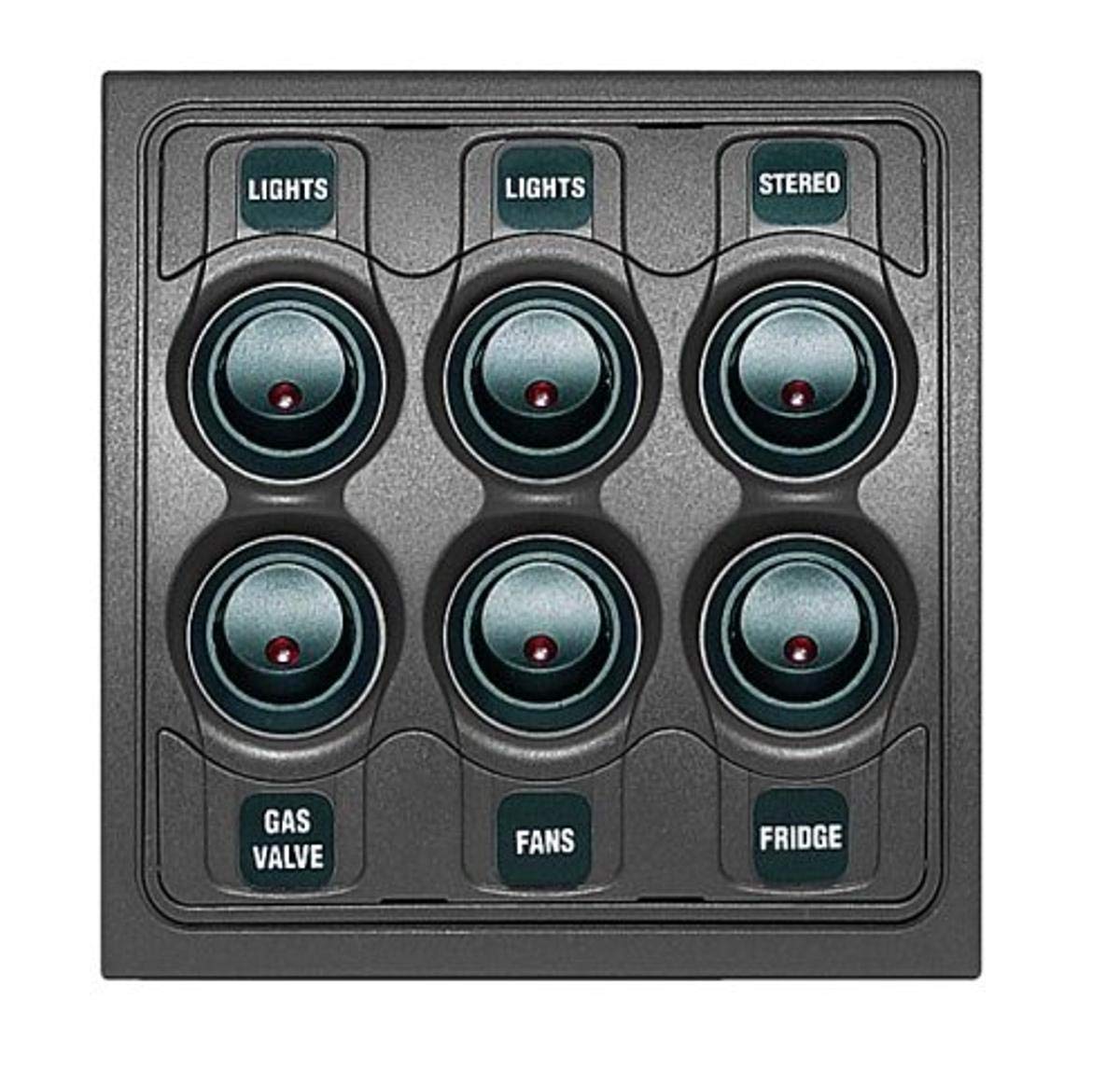 BEP 1000-6W Contour 1000 Marine Switch Panel 6-Way Circuit Breaker for Boats & RVs - Waterproof Electrical Control Panel for Marine, Yacht, and Off-Road Vehicle Applications