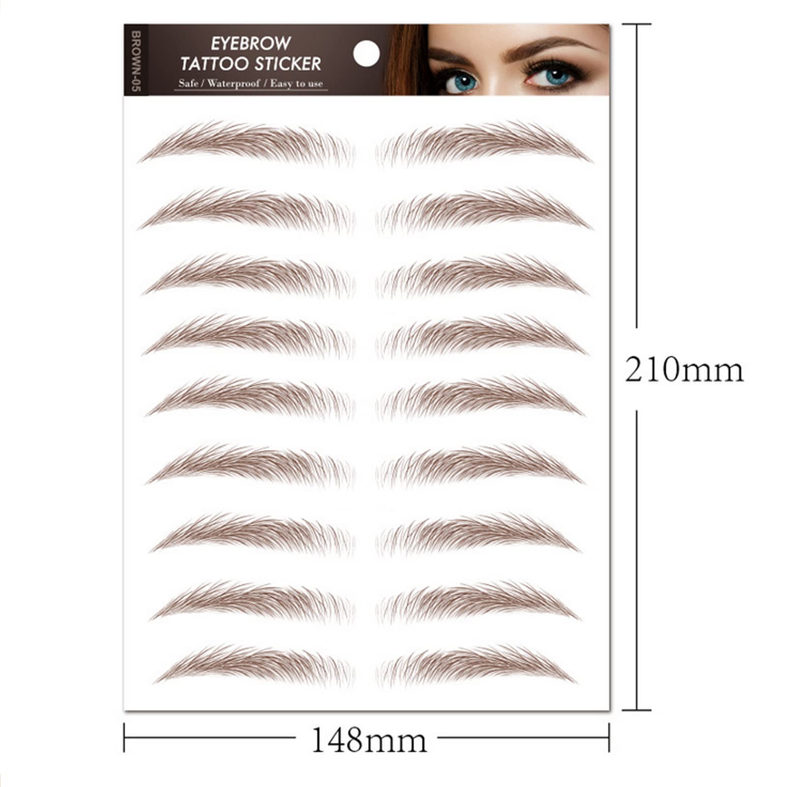 Nirbffo Waterproof Eyebrow Tattoo Stickers - 10 Sheets Natural Look for Daily Makeup