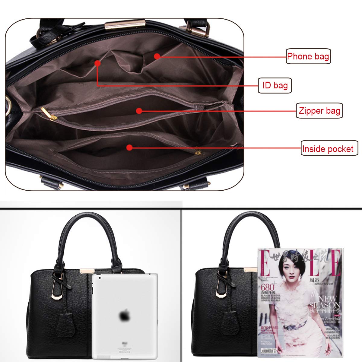 Stylish Women's PU Leather Top Handle Tote Bag - Crossbody & Shoulder Bag for Work, Travel & Everyday Use