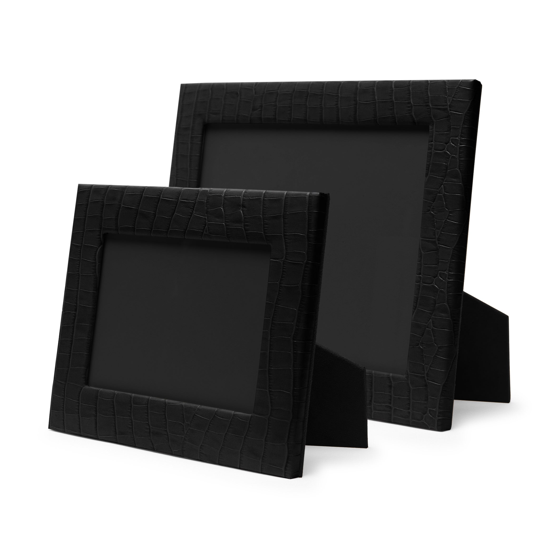 Elegant Black Crocodile Picture Frame Set - Perfect for Wall Decor, Home Office, and Gift Giving